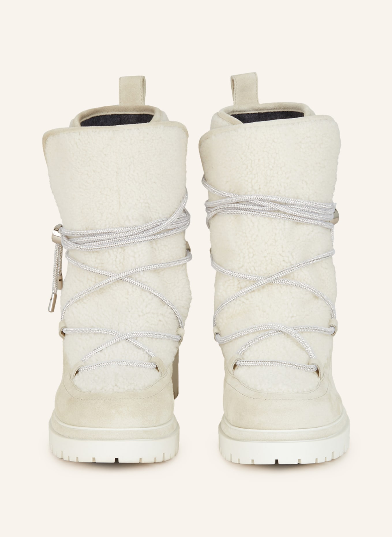 RENE CAOVILLA Boots ASPEN with decorative gems and lambskin, Color: CREAM (Image 3)