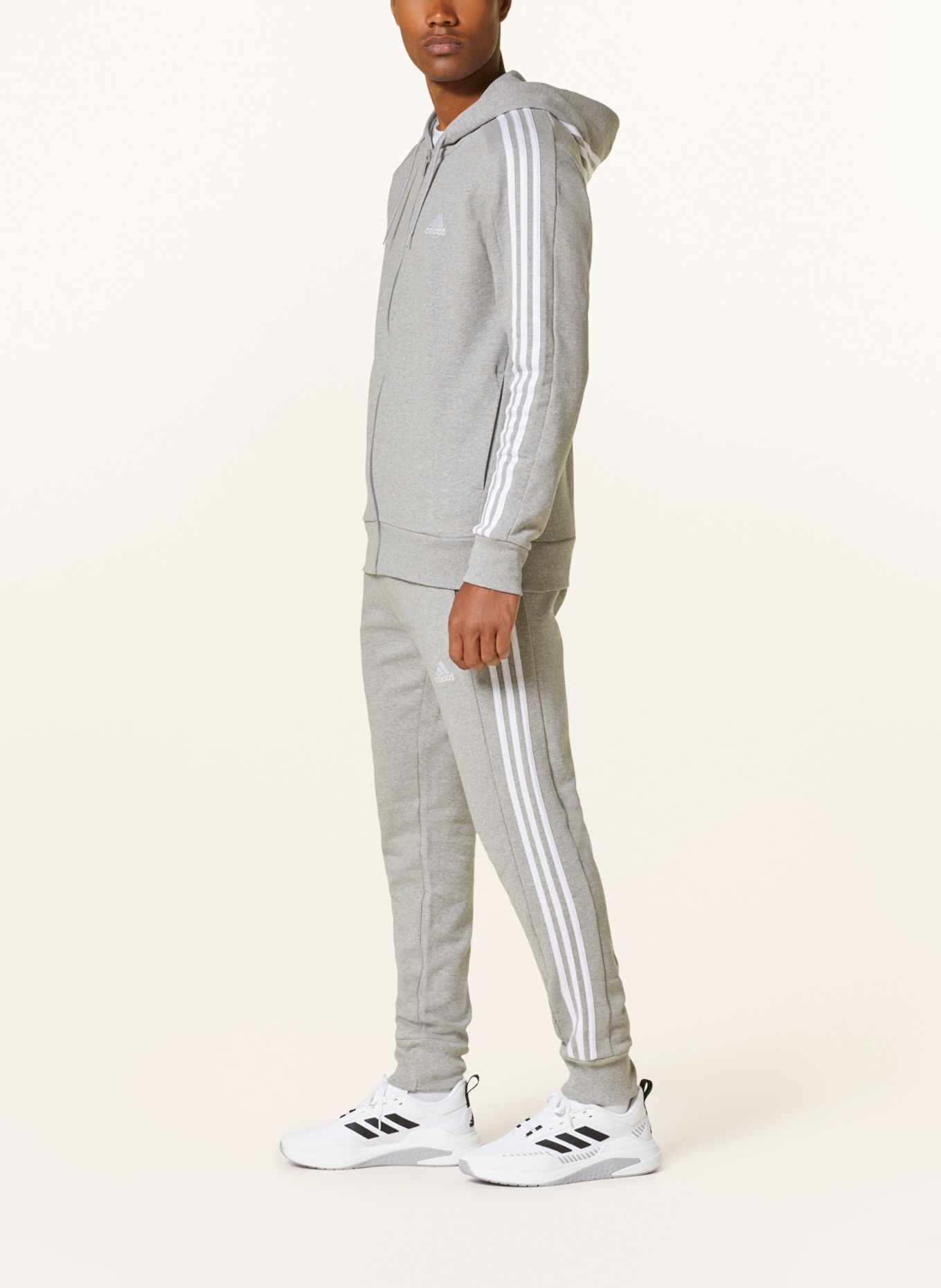 adidas Sweat jacket ESSENTIALS, Color: LIGHT GRAY/ WHITE (Image 4)
