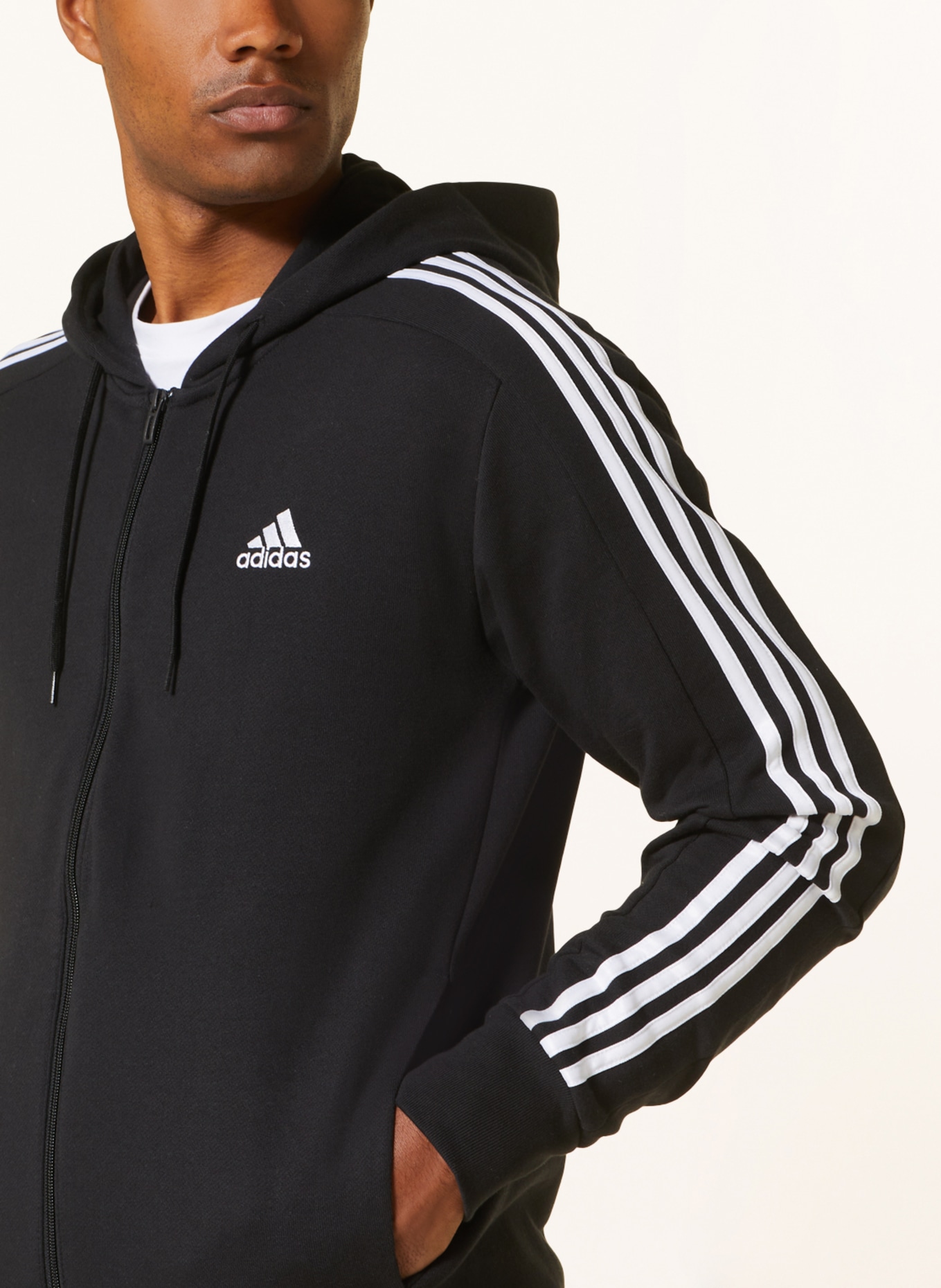 adidas Sweat jacket ESSENTIALS, Color: BLACK/ WHITE (Image 5)