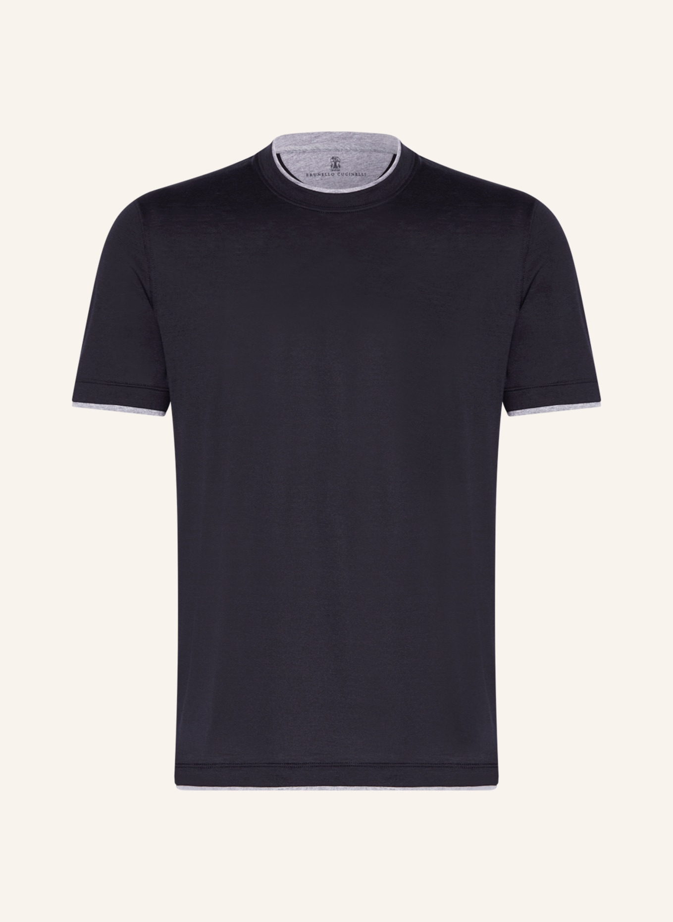 BRUNELLO CUCINELLI T-Shirt mit Seide, Farbe: DUNKELBLAU/ GRAU(Bild null)
