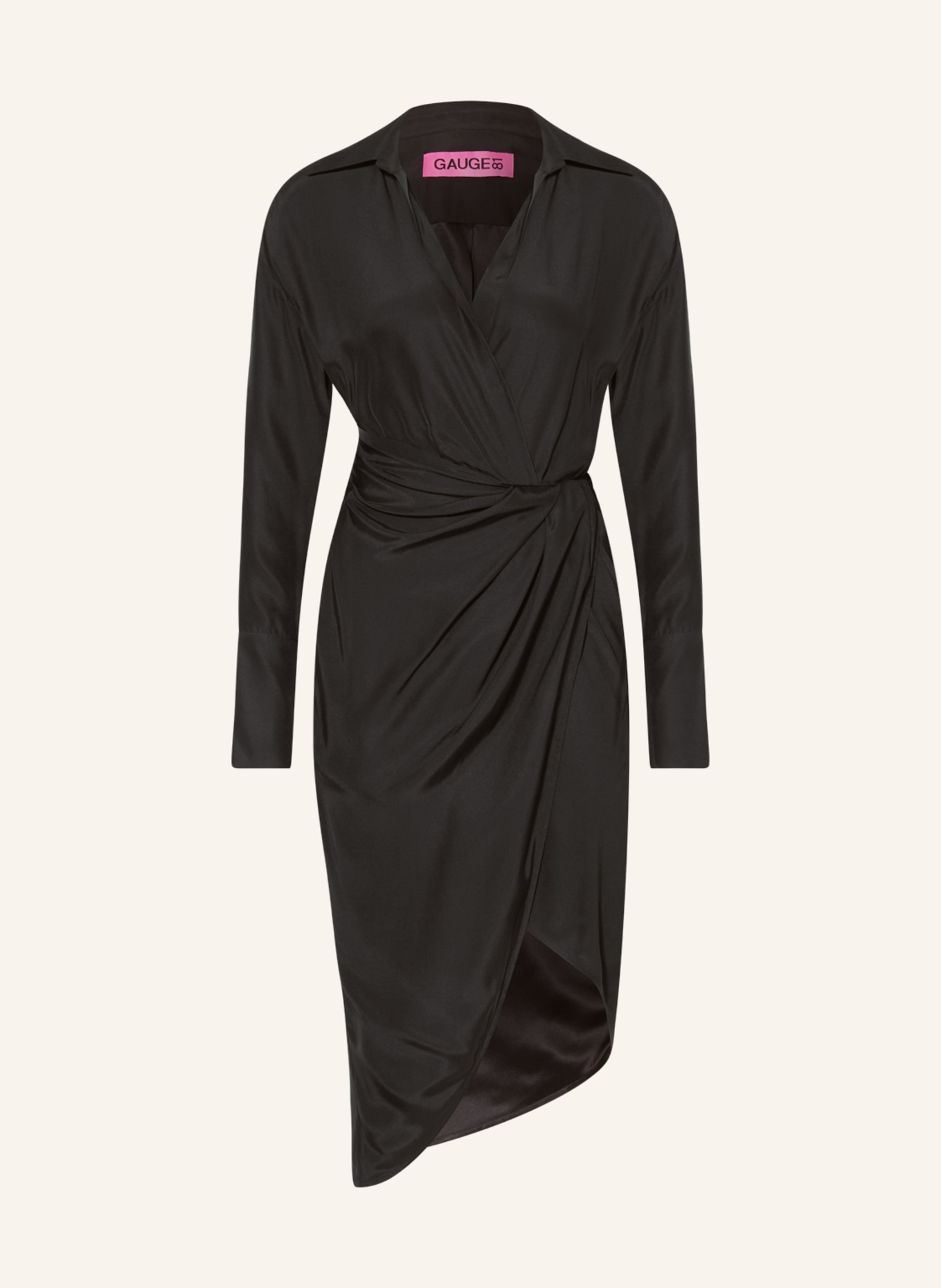GAUGE81 Silk dress PUNO in wrap look, Color: BLACK (Image 1)