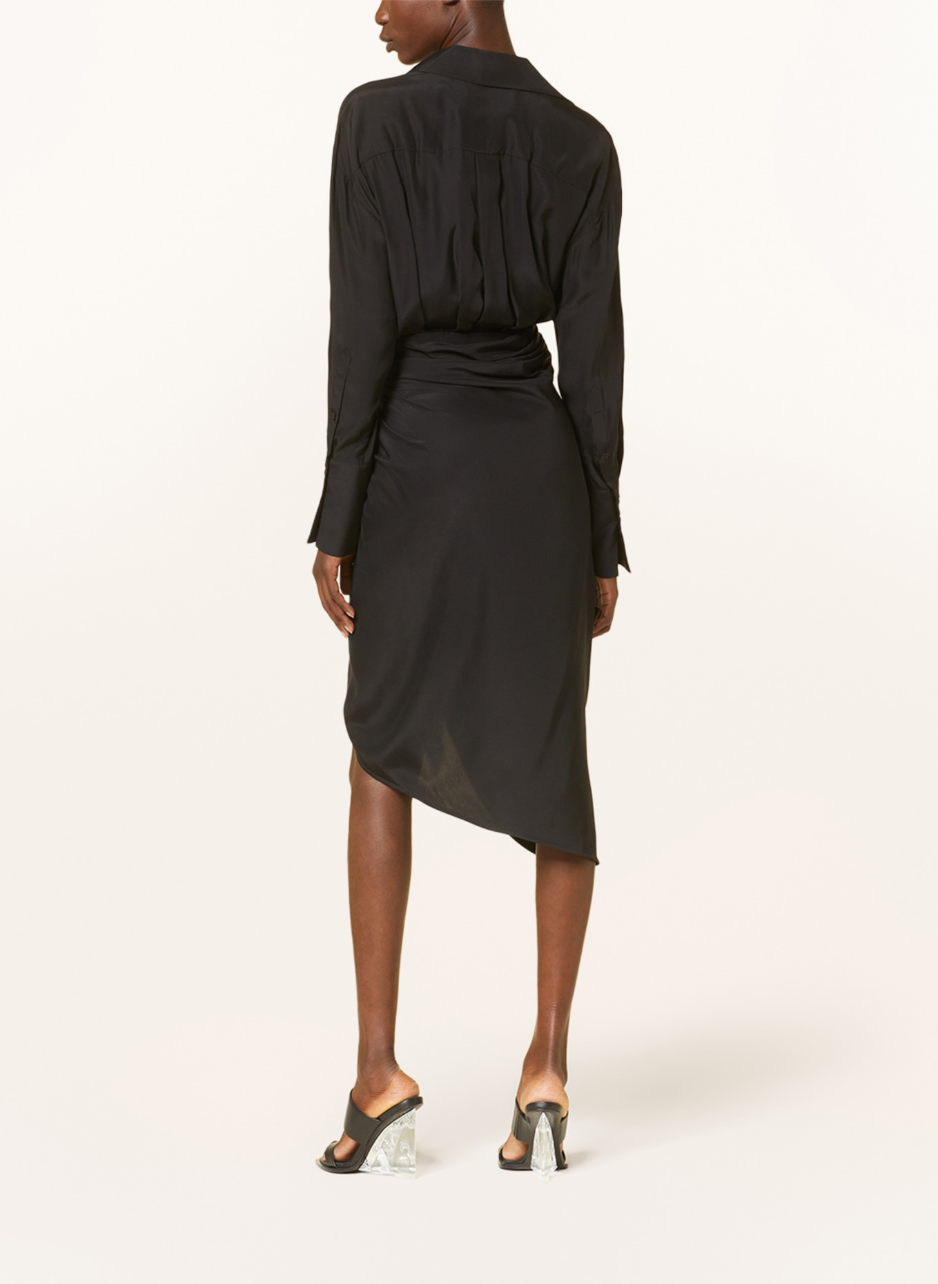 GAUGE81 Silk dress PUNO in wrap look, Color: BLACK (Image 3)