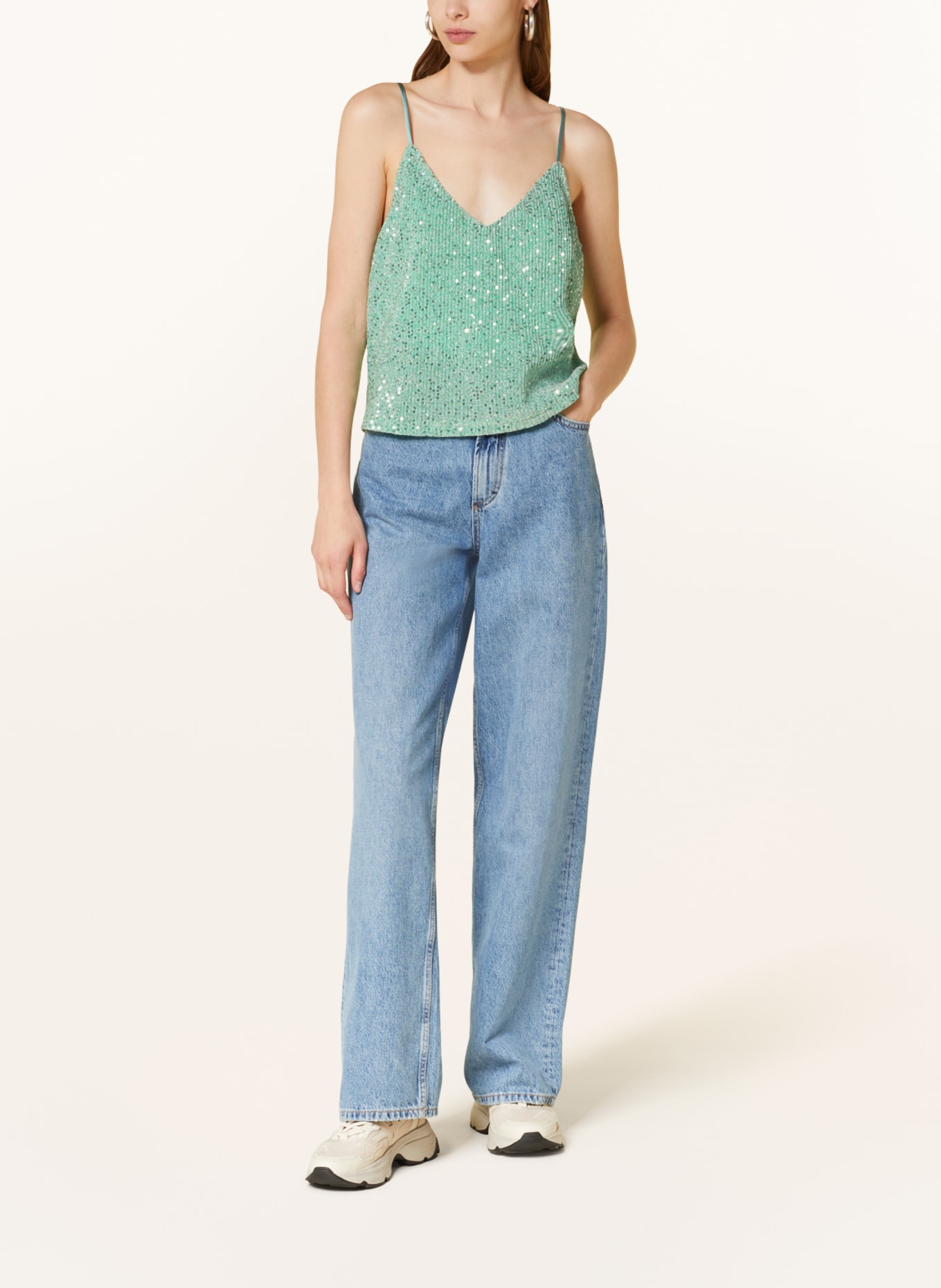 NEO NOIR Cropped top ELINAS with sequins, Color: MINT (Image 2)