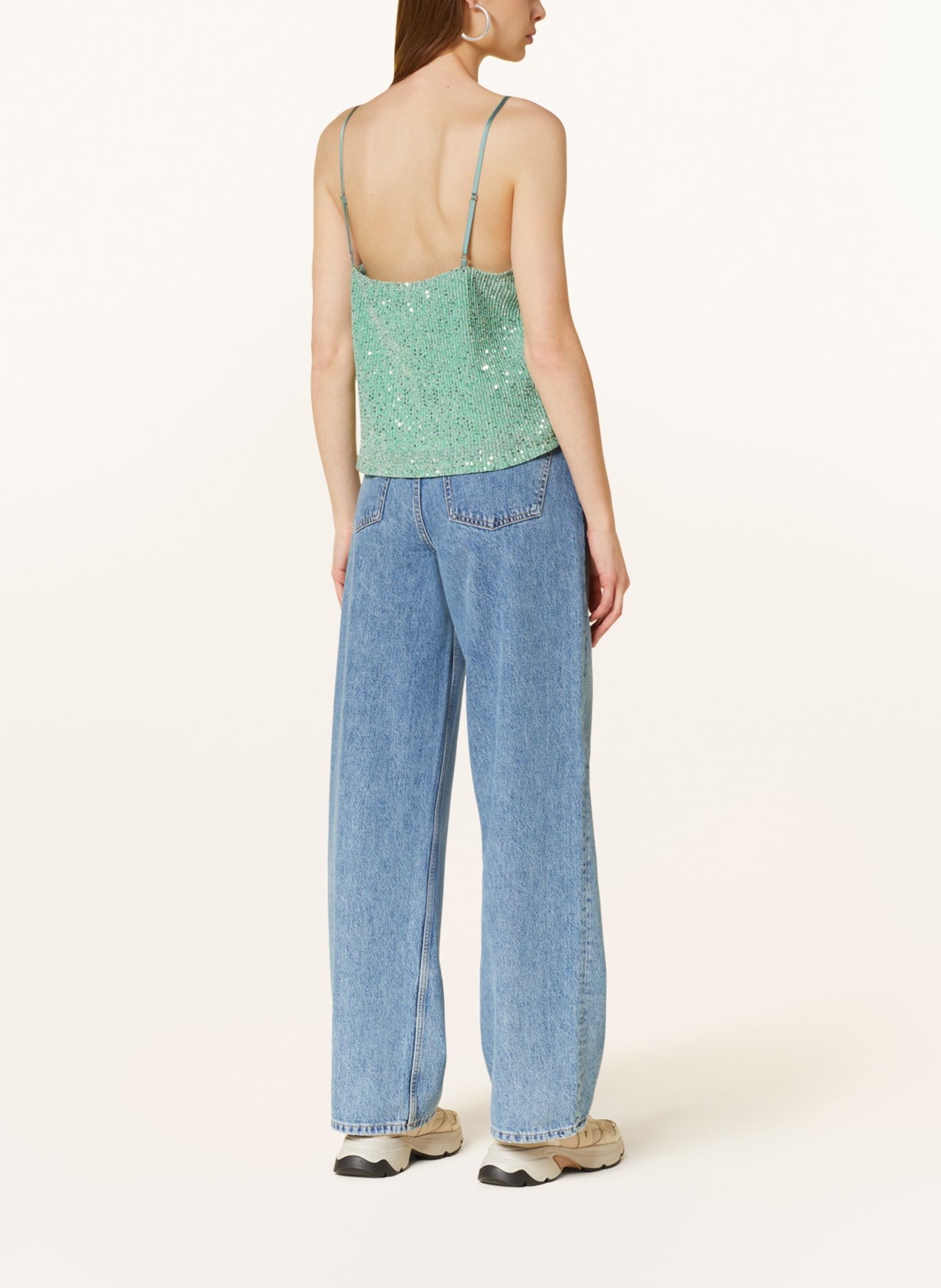 NEO NOIR Cropped top ELINAS with sequins, Color: MINT (Image 3)