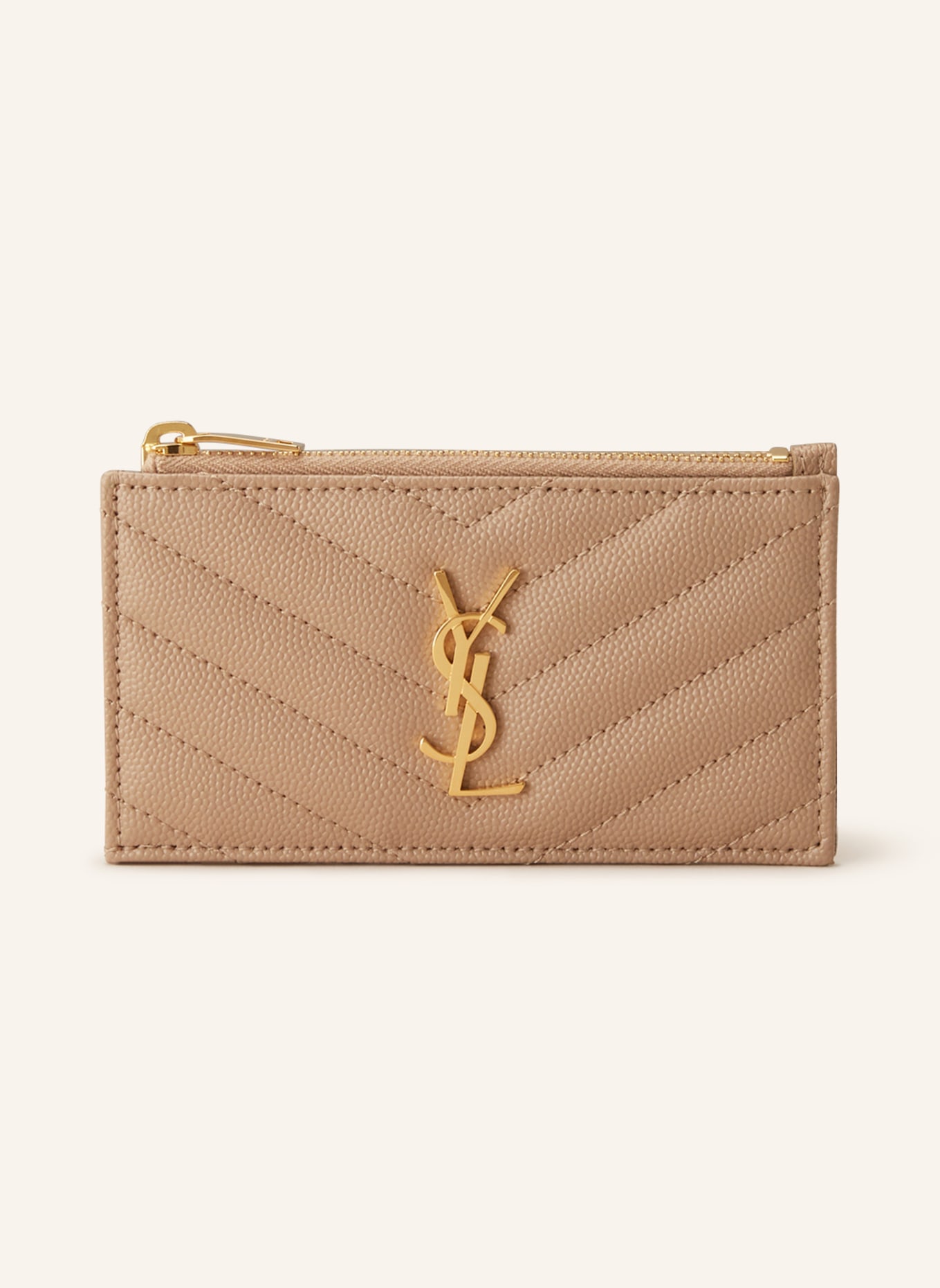 SAINT LAURENT Kartenetui CASSANDRE in beige gold