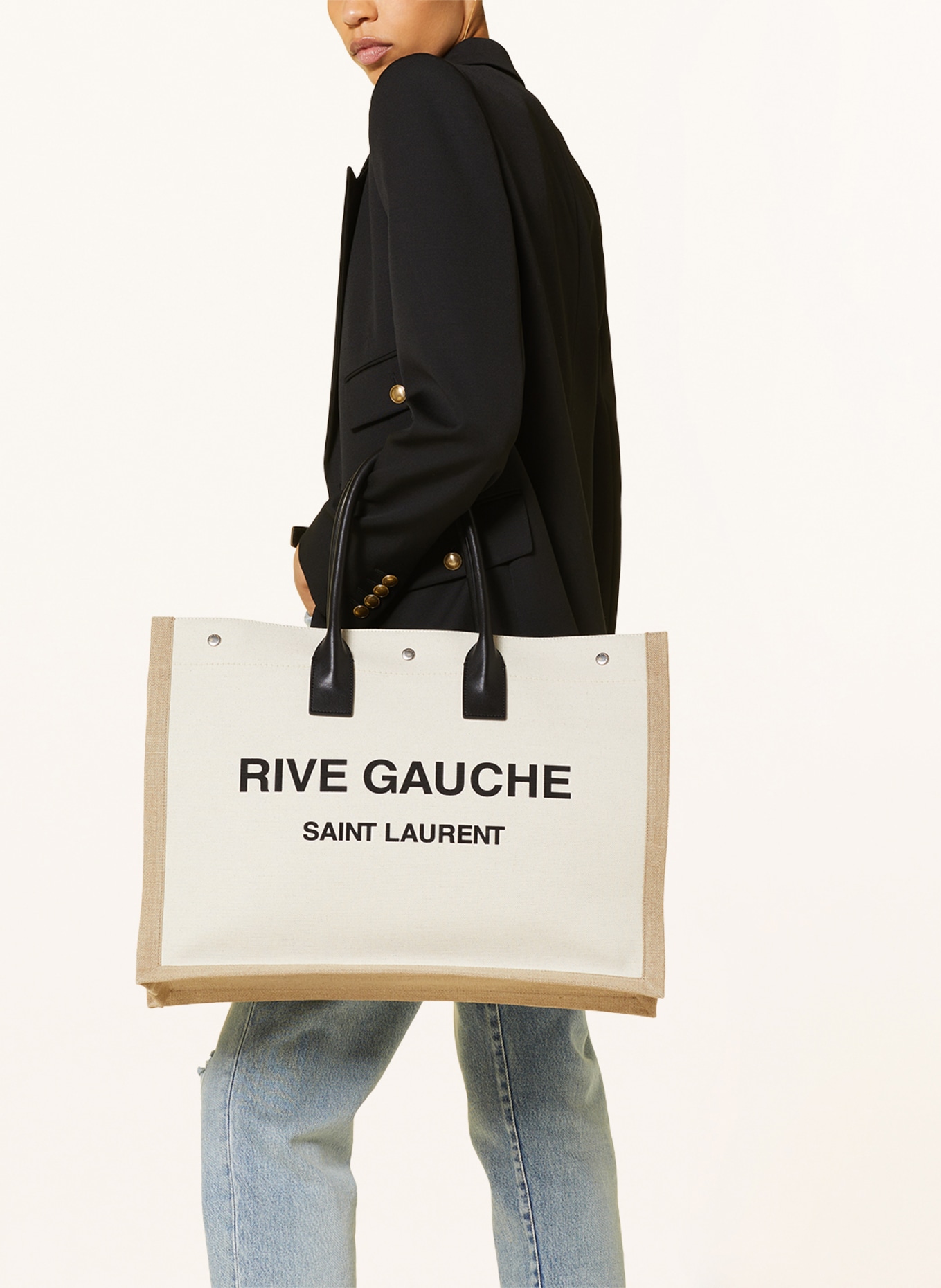 SAINT LAURENT Shopper RIVE GAUCHE, Farbe: CREME/ HELLBRAUN/ SCHWARZ (Bild 4)
