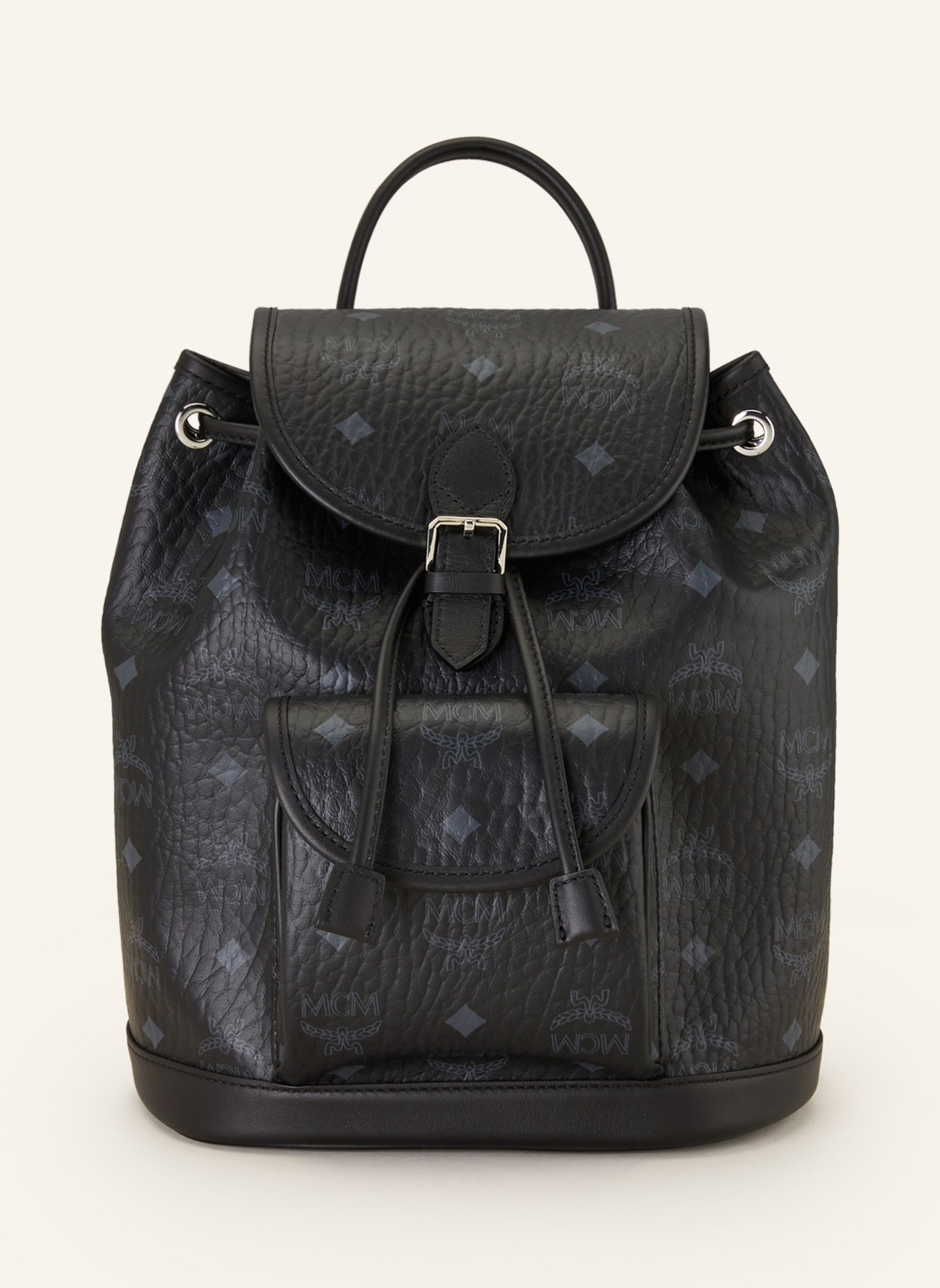 MCM Backpack AREN VISETOS MINI, Color: BLACK/ GRAY (Image 1)