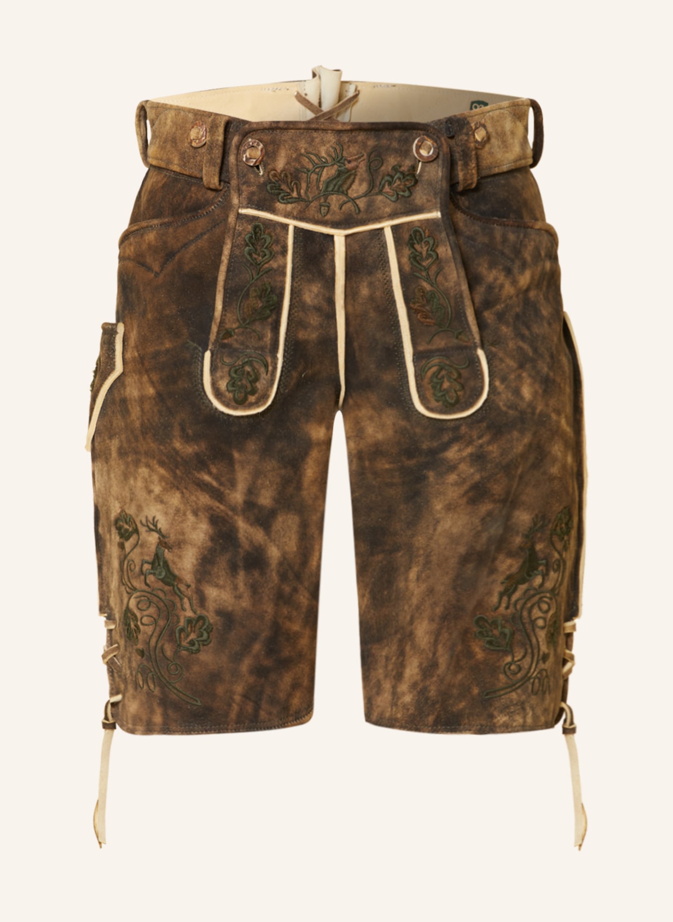 BECKERT Spodnie skórzane w stylu ludowym EIGER, Kolor: BRĄZOWY/ JASNOBRĄZOWY (Obrazek 1)