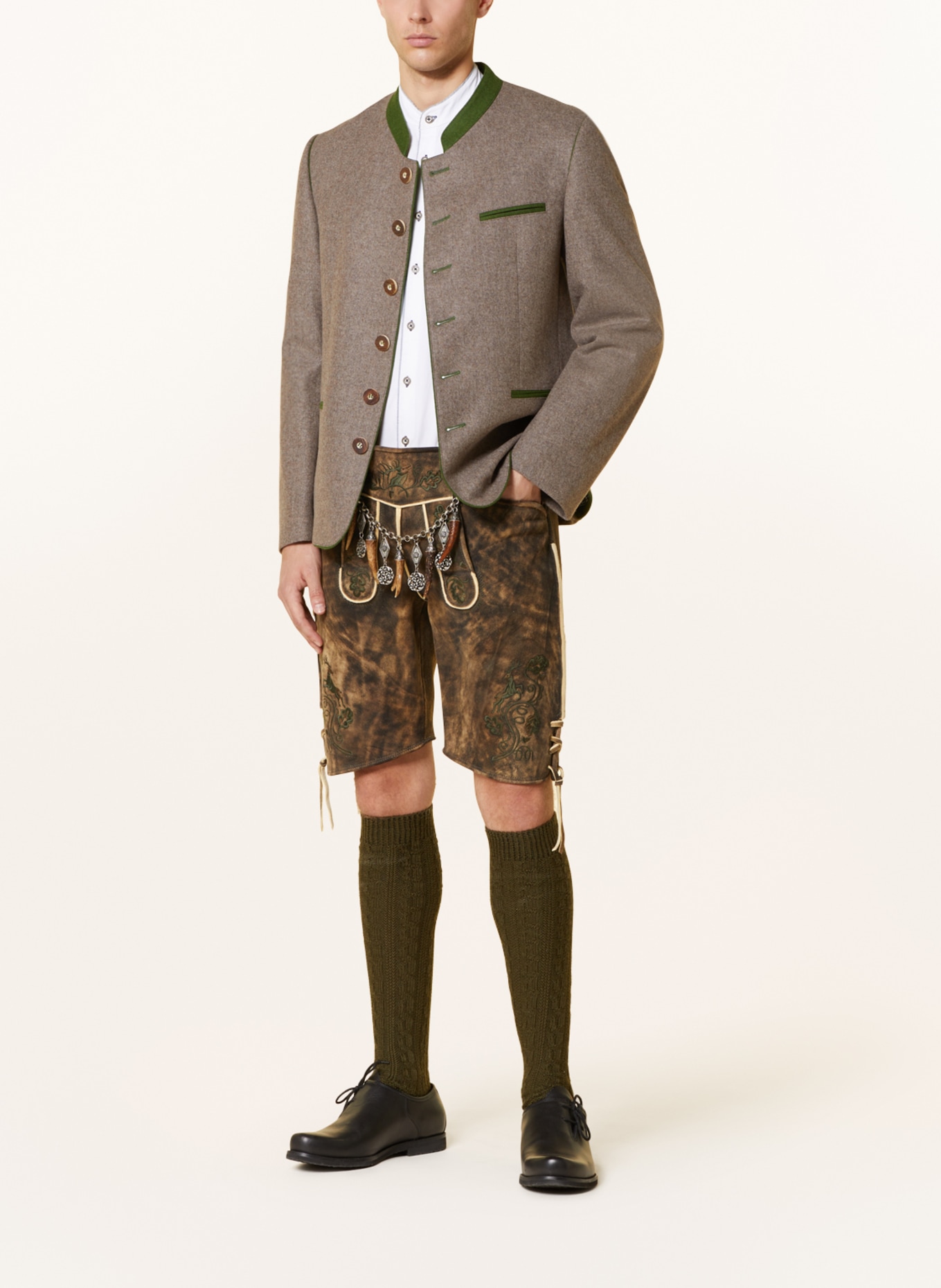 BECKERT Spodnie skórzane w stylu ludowym EIGER, Kolor: BRĄZOWY/ JASNOBRĄZOWY (Obrazek 2)