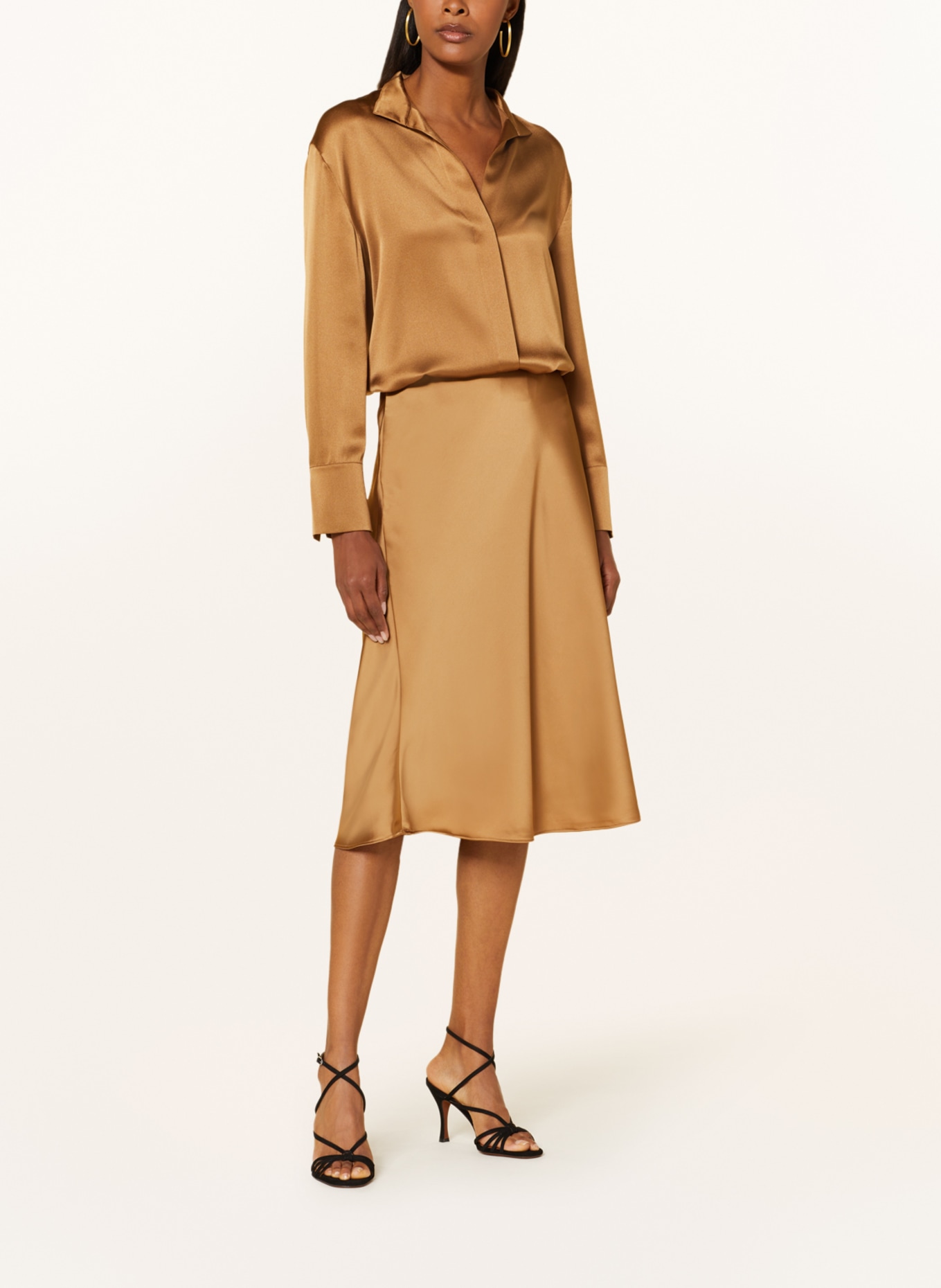 LAUREN RALPH LAUREN Satin skirt in camel