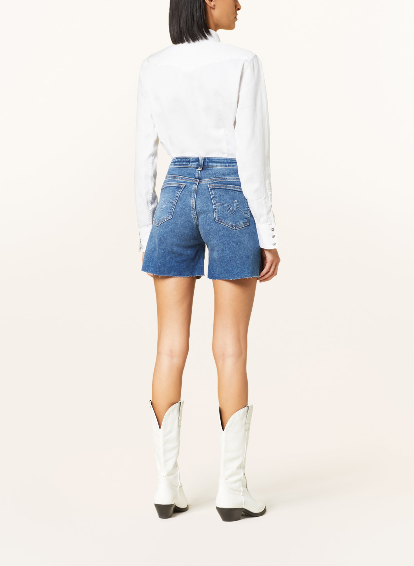 AG Jeans Denim shorts EX-BOYFRIEND, Color: 17WVW MID BLUE (Image 3)