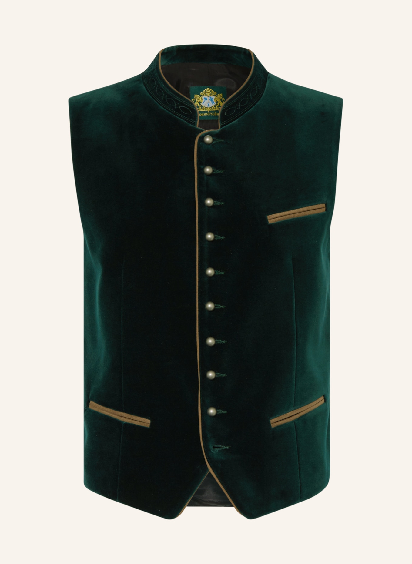 Hammerschmid Trachten waistcoat ALBRECHT made of velvet, Color: DARK GREEN (Image 1)
