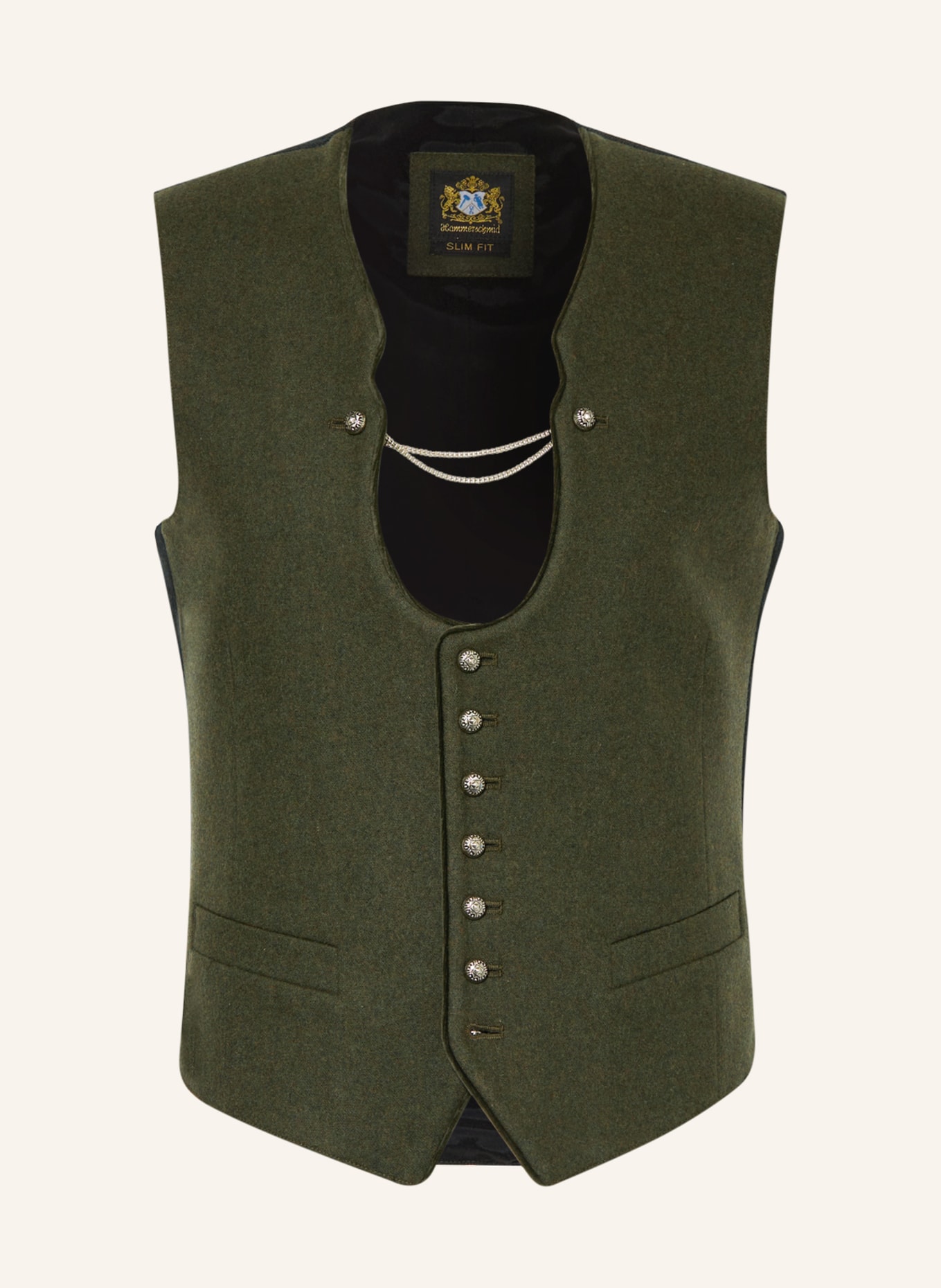 Hammerschmid Trachten waistcoat VIZENZ slim fit, Color: OLIVE (Image 1)