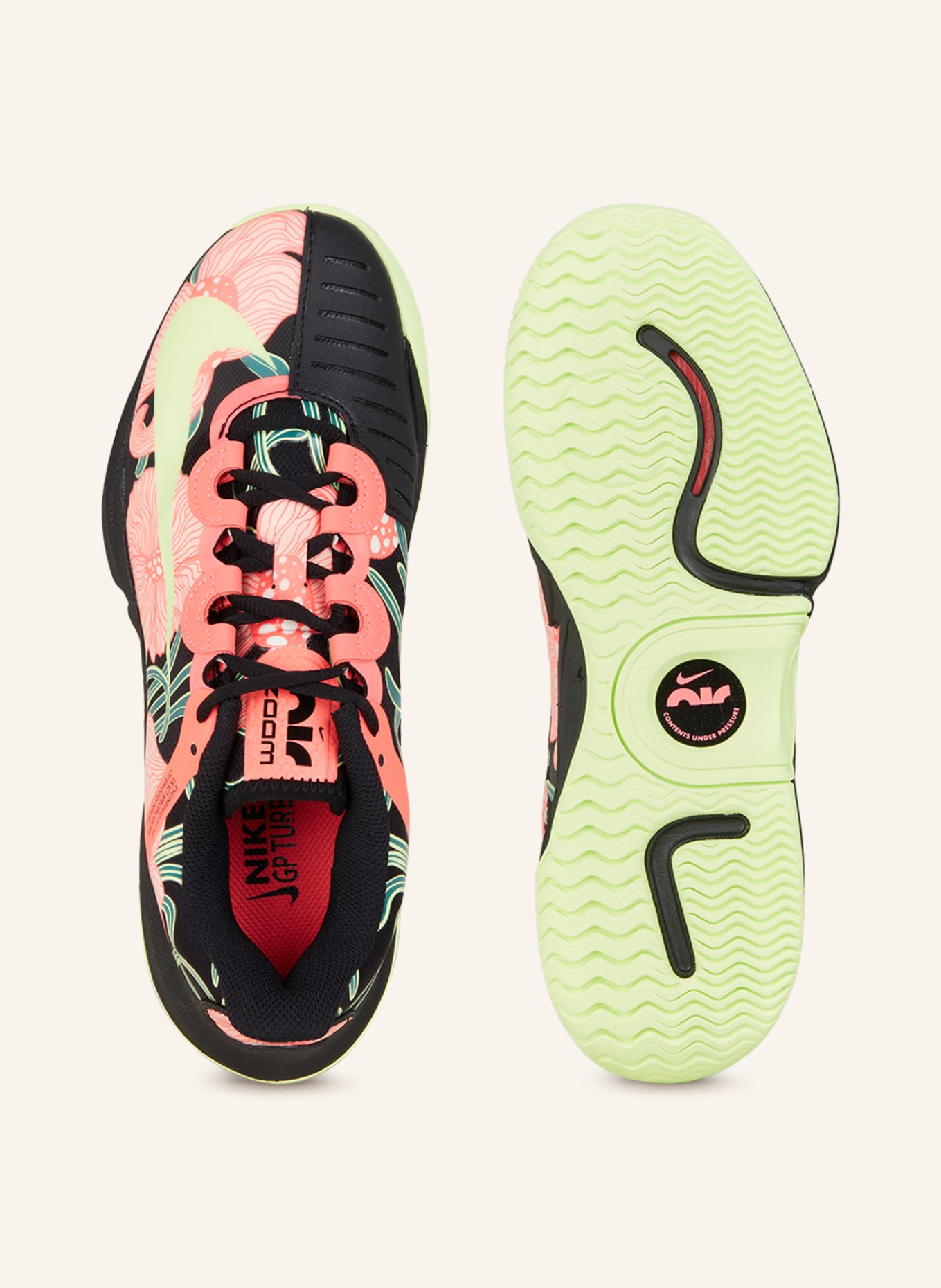 Nike Tennis shoes NIKECOURT AIR ZOOM GP TURBO PREMIUM, Color: BLACK/ PINK/ GREEN (Image 5)