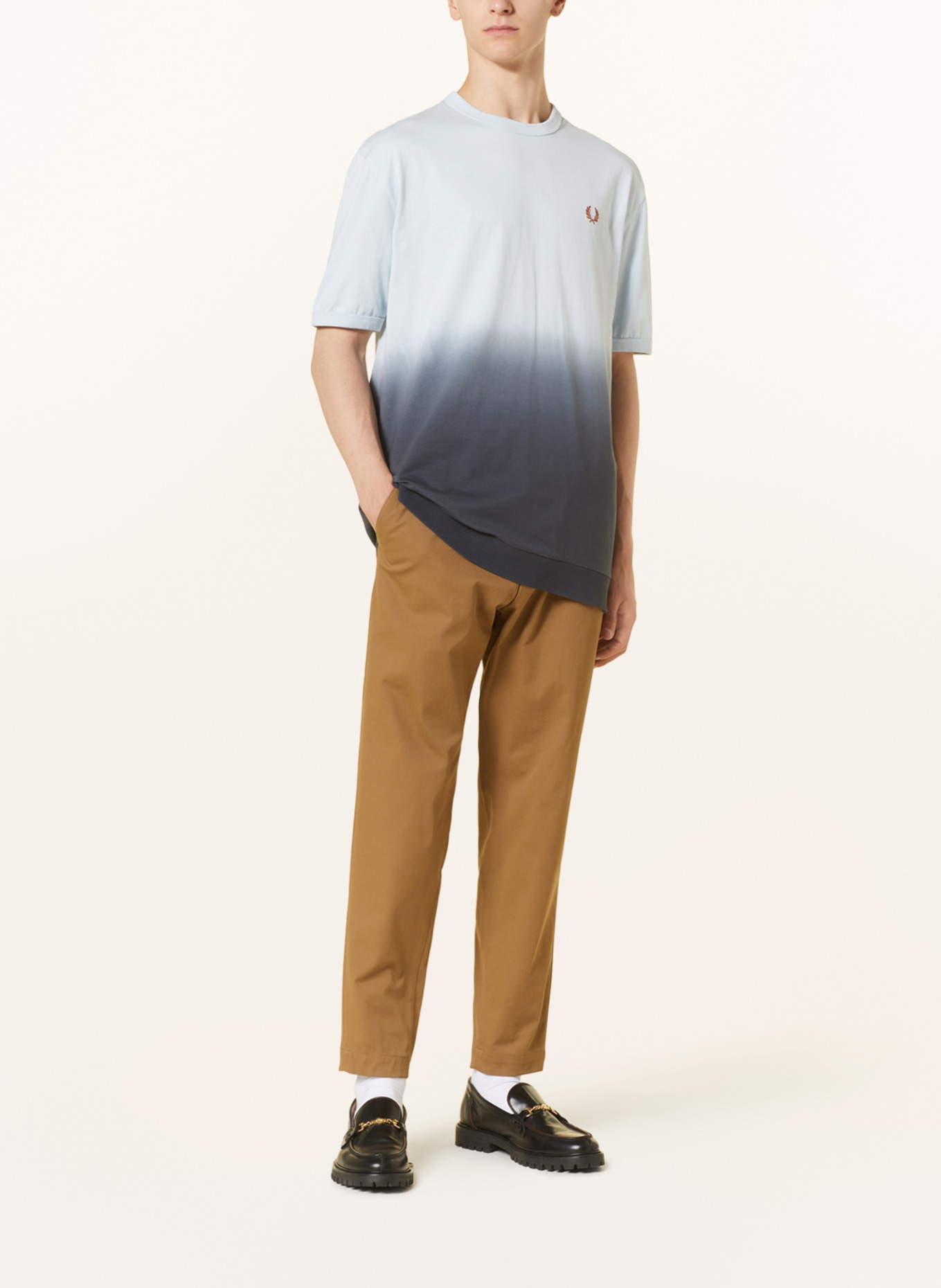 FRED PERRY T-shirt, Color: LIGHT BLUE/ DARK GRAY (Image 2)