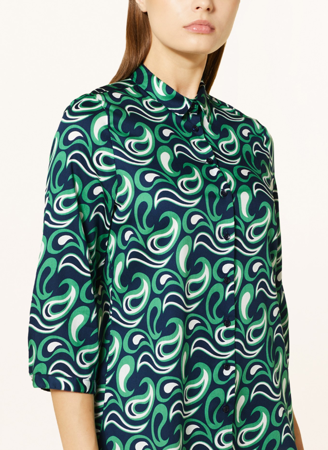ETERNA Shirt blouse with 3/4 sleeves, Color: GREEN/ DARK BLUE (Image 4)