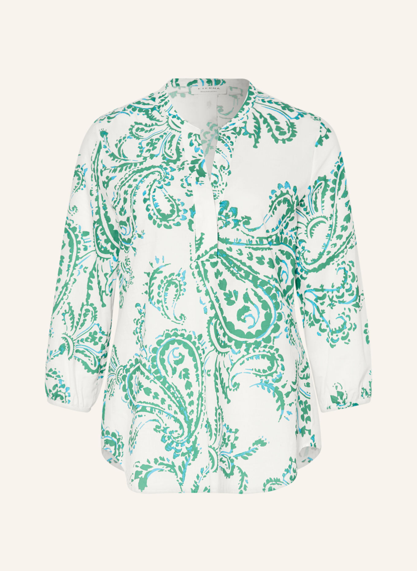 ETERNA Shirt blouse with 3/4 sleeves, Color: GREEN/ WHITE/ BLUE (Image 1)