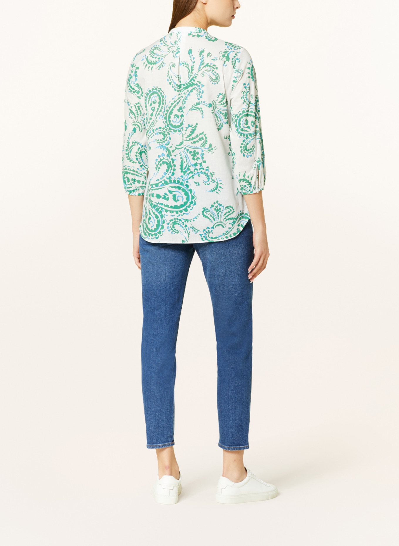 ETERNA Shirt blouse with 3/4 sleeves, Color: GREEN/ WHITE/ BLUE (Image 3)