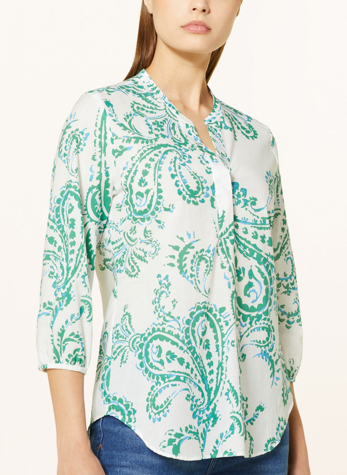 ETERNA Shirt blouse with 3/4 sleeves, Color: GREEN/ WHITE/ BLUE (Image 4)