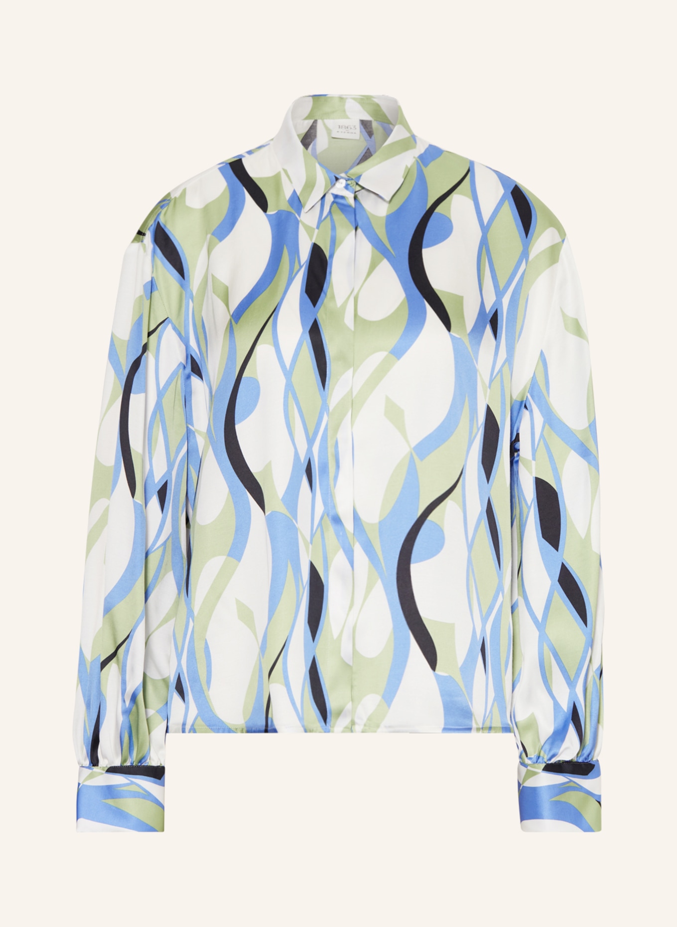 ETERNA 1863 Satin shirt blouse, Color: LIGHT BLUE/ WHITE/ LIGHT GREEN (Image 1)