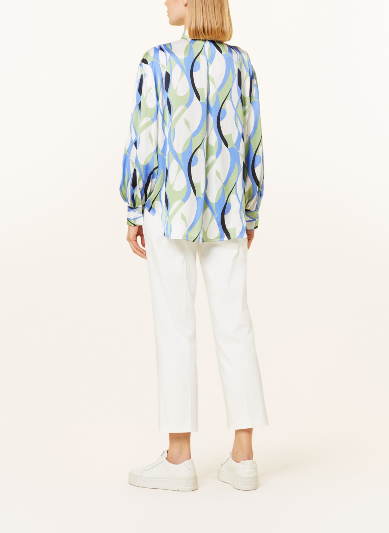 ETERNA 1863 Satin shirt blouse, Color: LIGHT BLUE/ WHITE/ LIGHT GREEN (Image 3)
