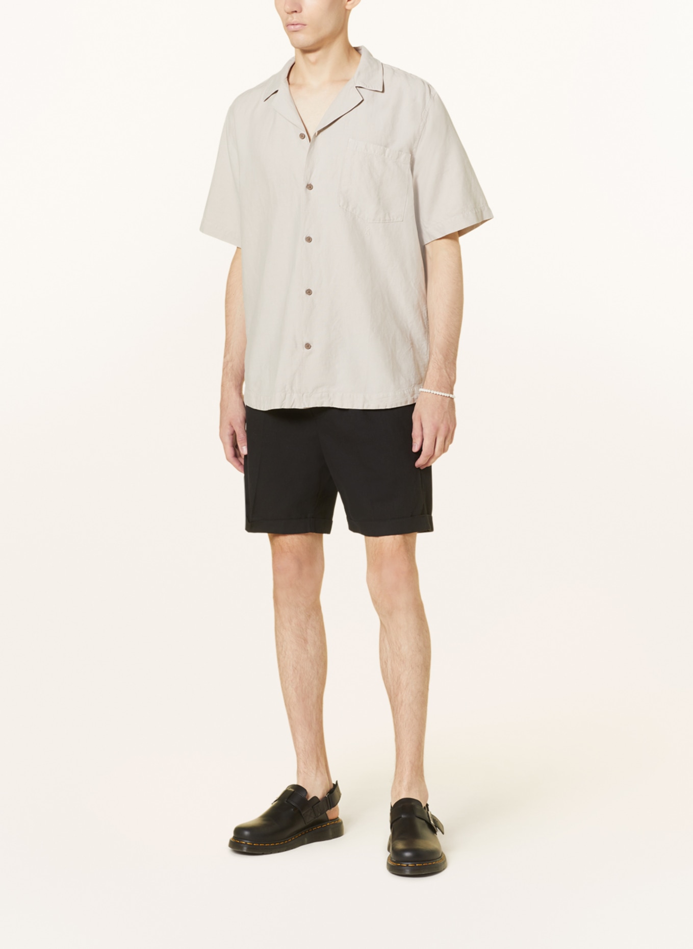 ARMEDANGELS Resort shirt LOVDAAG comfort fit with linen, Color: BEIGE (Image 2)