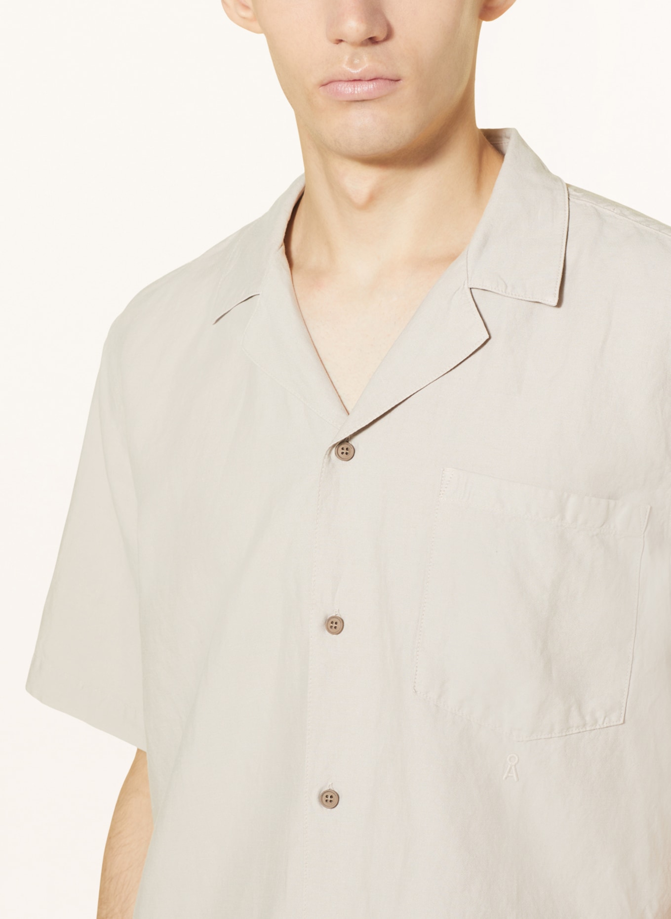 ARMEDANGELS Resort shirt LOVDAAG comfort fit with linen, Color: BEIGE (Image 4)