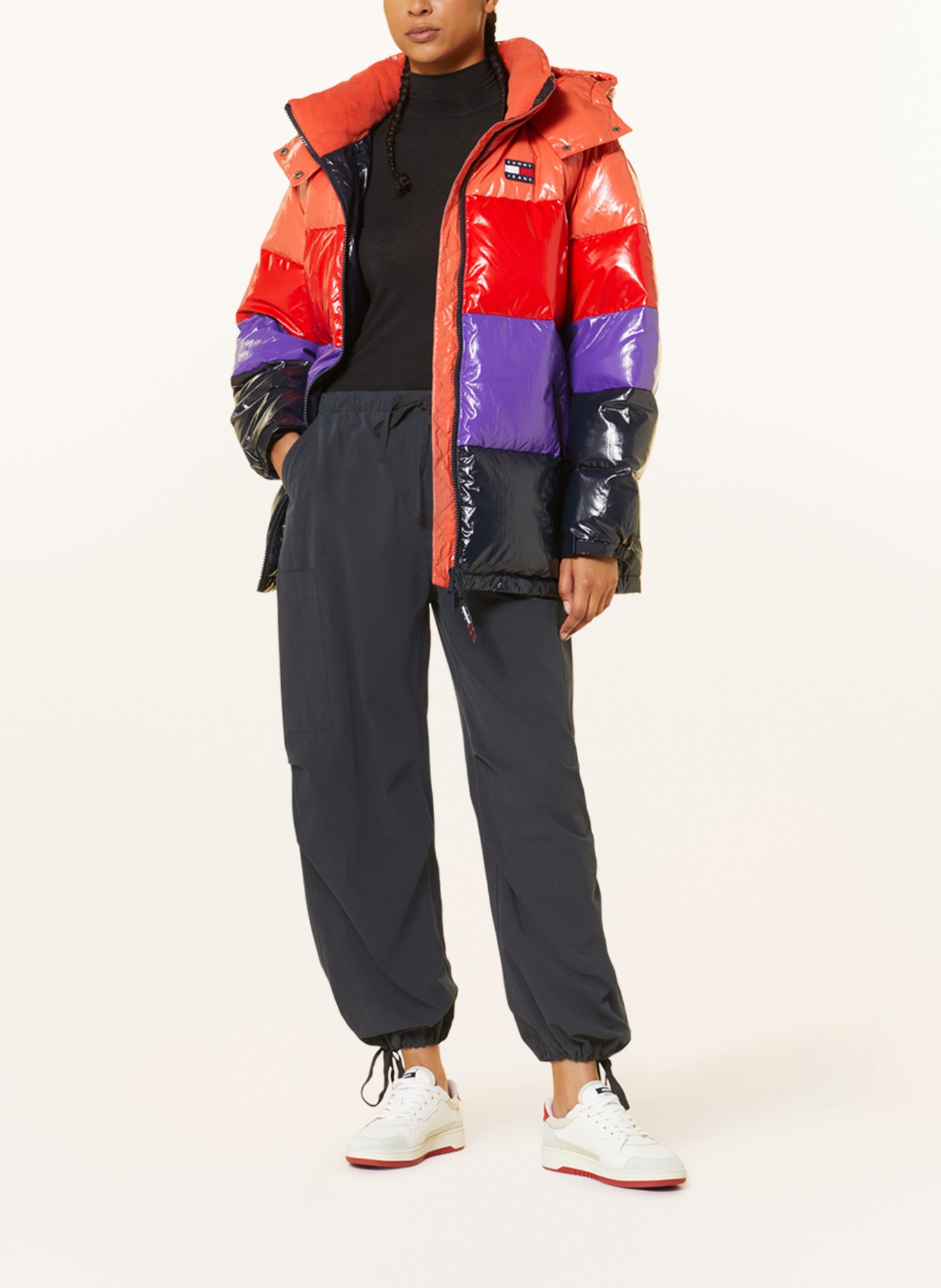 TOMMY JEANS Down jacket with removable hood, Color: RED/ PURPLE/ DARK BLUE (Image 2)