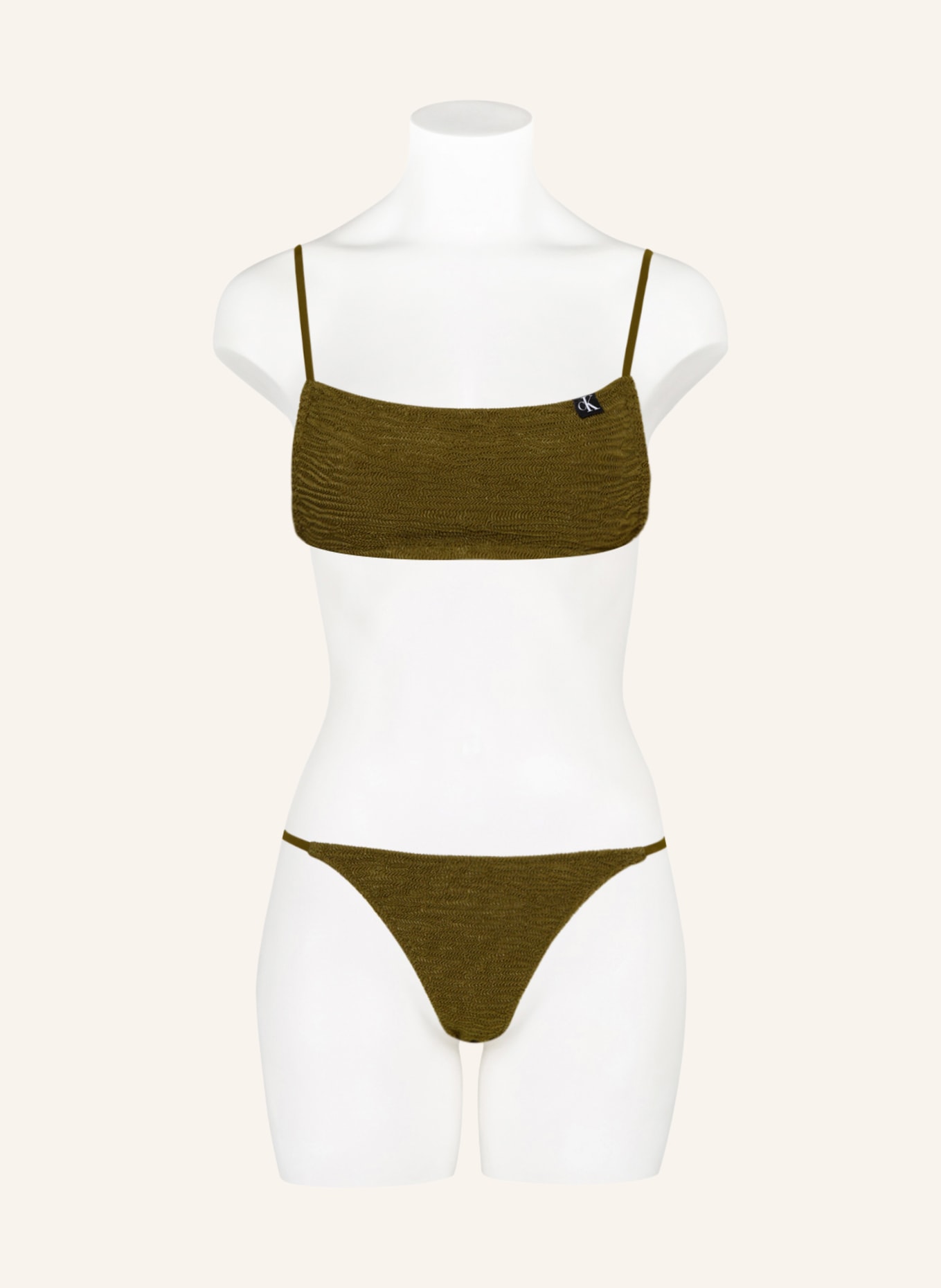 Calvin Klein Bralette bikini top CK TEXTURE, Color: KHAKI (Image 2)