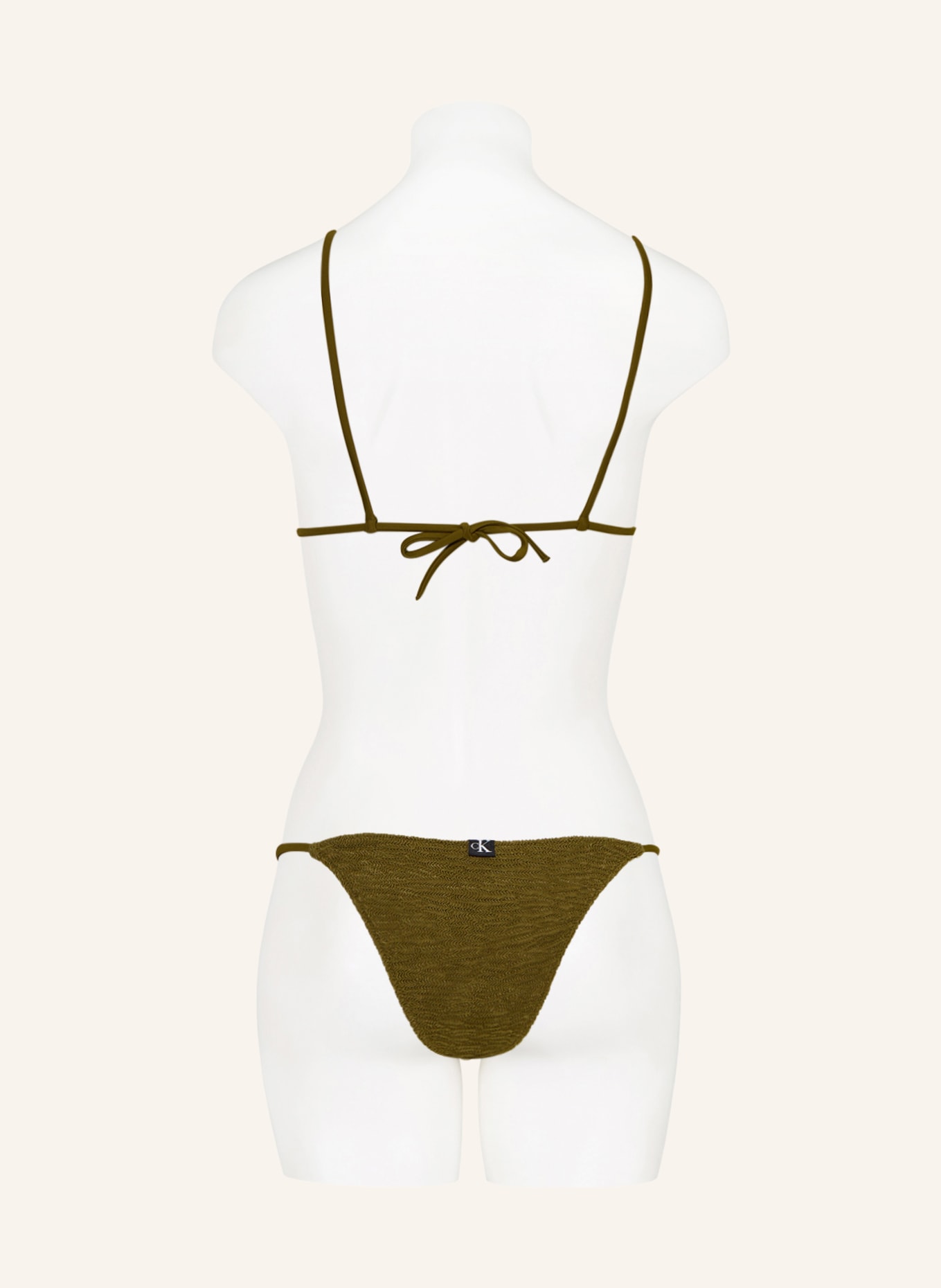 Calvin Klein Triangle bikini top CK TEXTURE, Color: KHAKI (Image 3)