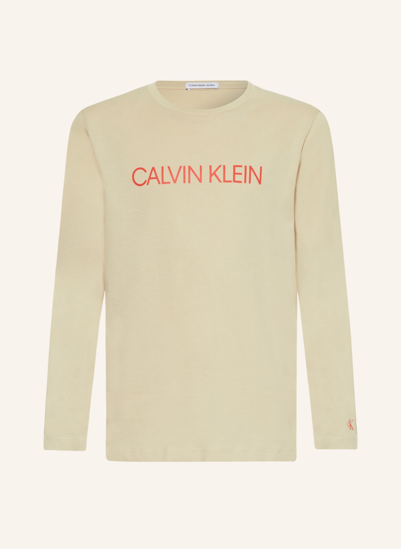 Calvin Klein Tričko s dlouhým rukávem, Barva: BÉŽOVÁ (Obrázek 1)