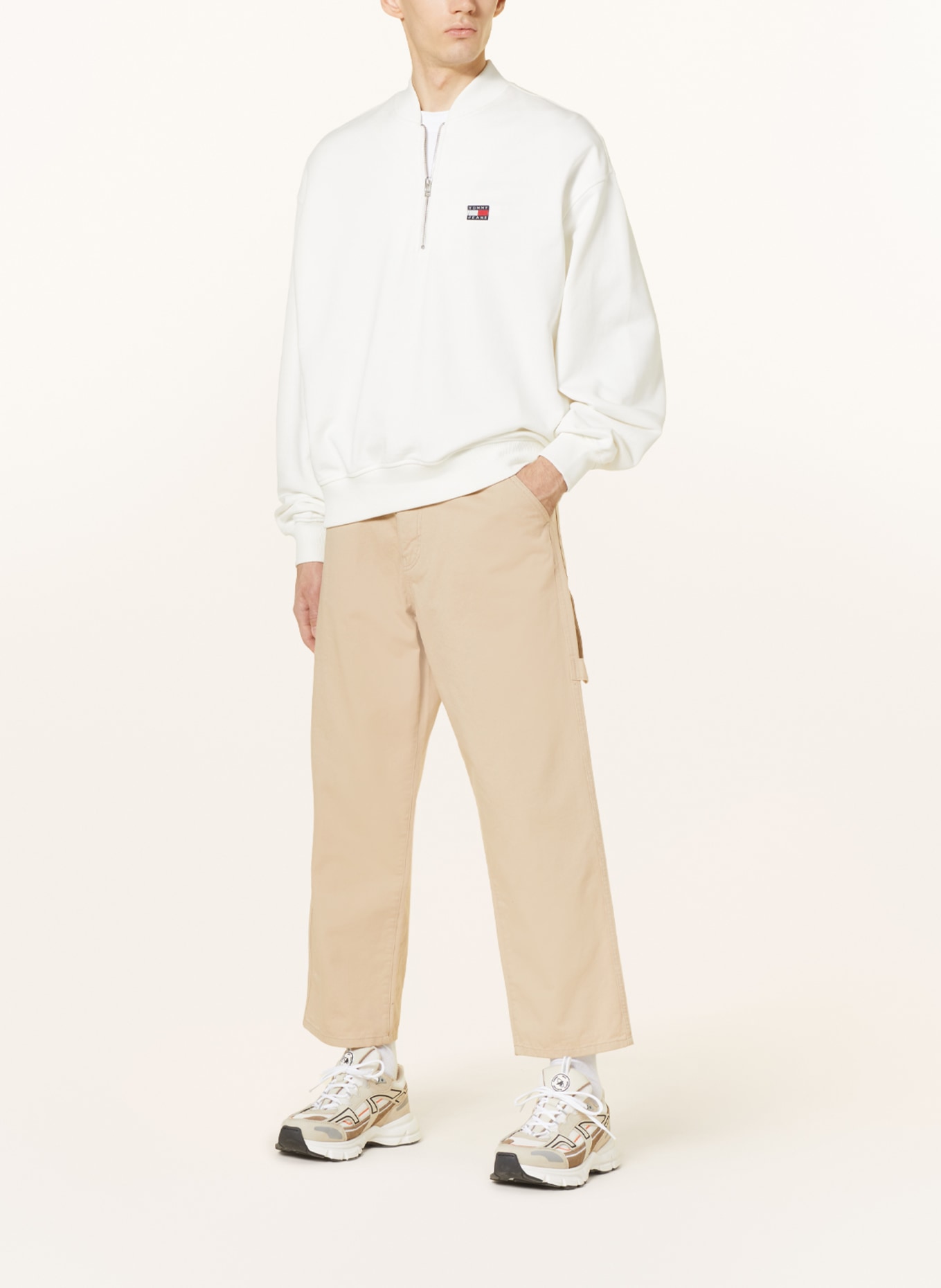 TOMMY JEANS Half-zip sweater in sweatshirt fabric, Color: WHITE (Image 2)
