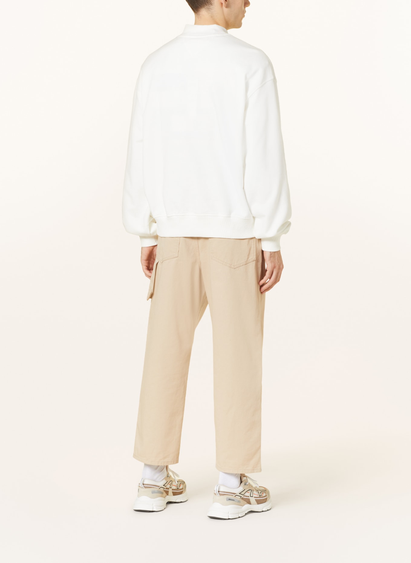 TOMMY JEANS Half-zip sweater in sweatshirt fabric, Color: WHITE (Image 3)