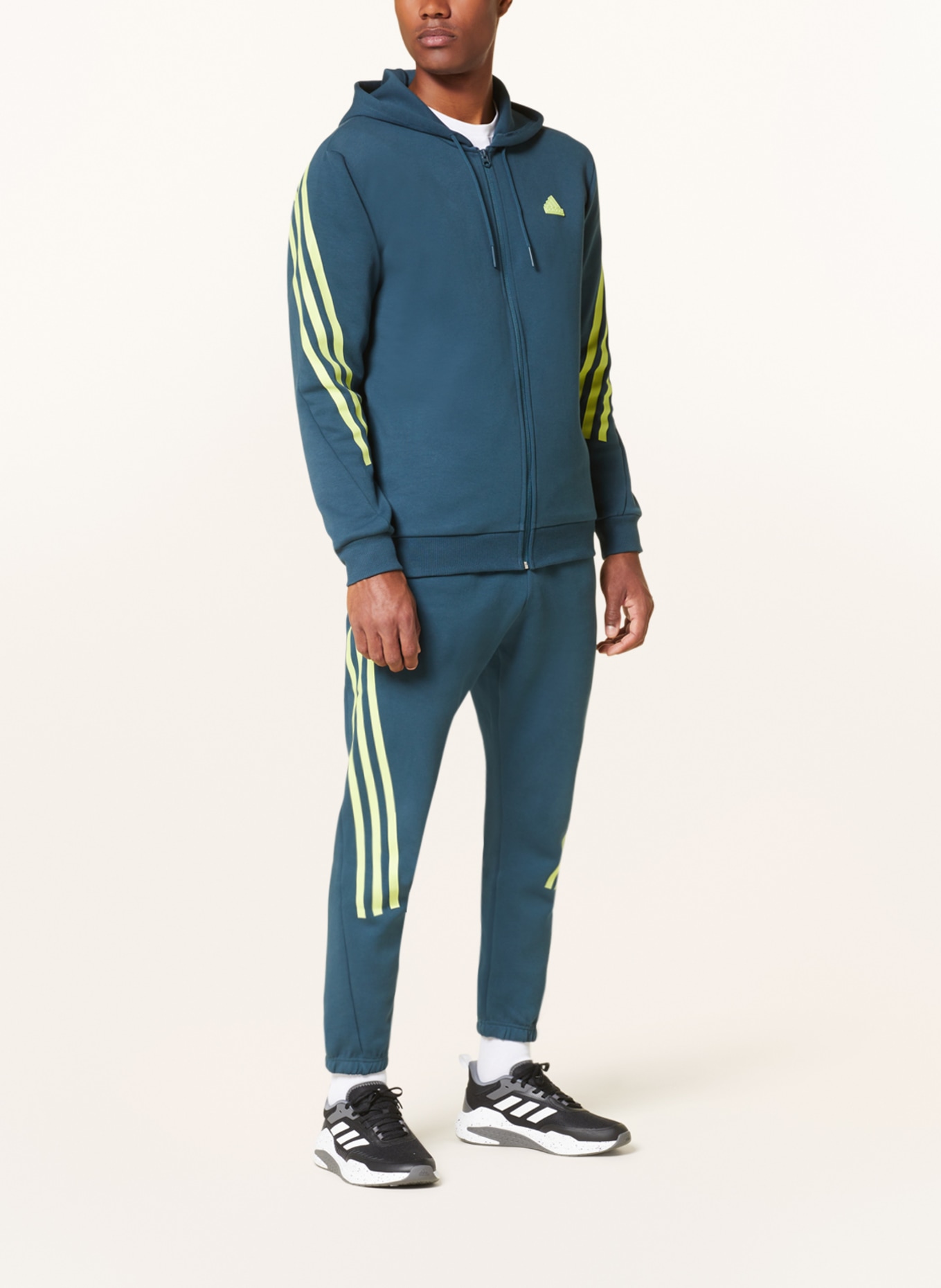 adidas Sweat jacket FUTURE ICONS, Color: TEAL/ NEON YELLOW (Image 2)