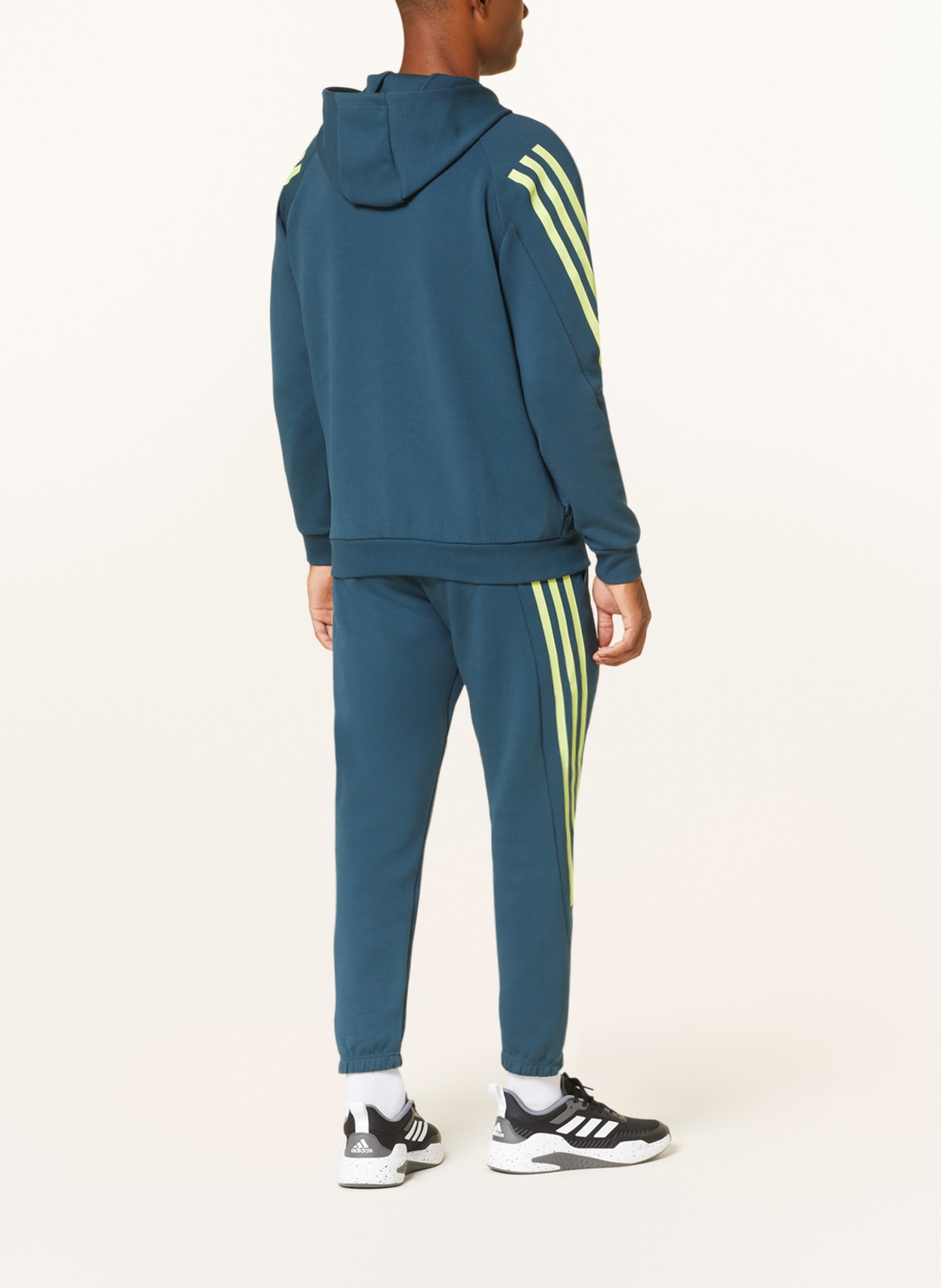 adidas Sweat jacket FUTURE ICONS, Color: TEAL/ NEON YELLOW (Image 3)