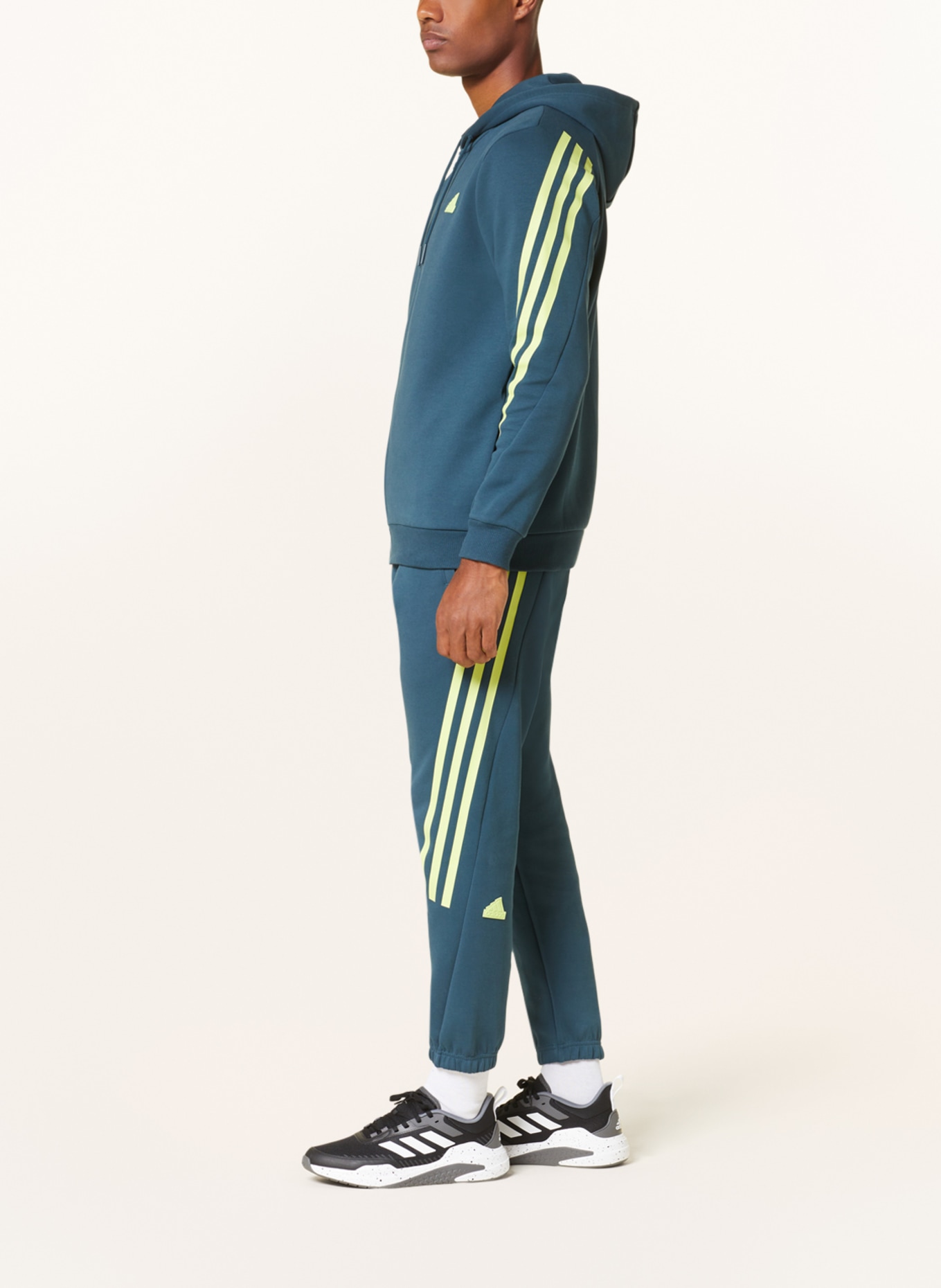 adidas Sweat jacket FUTURE ICONS, Color: TEAL/ NEON YELLOW (Image 4)