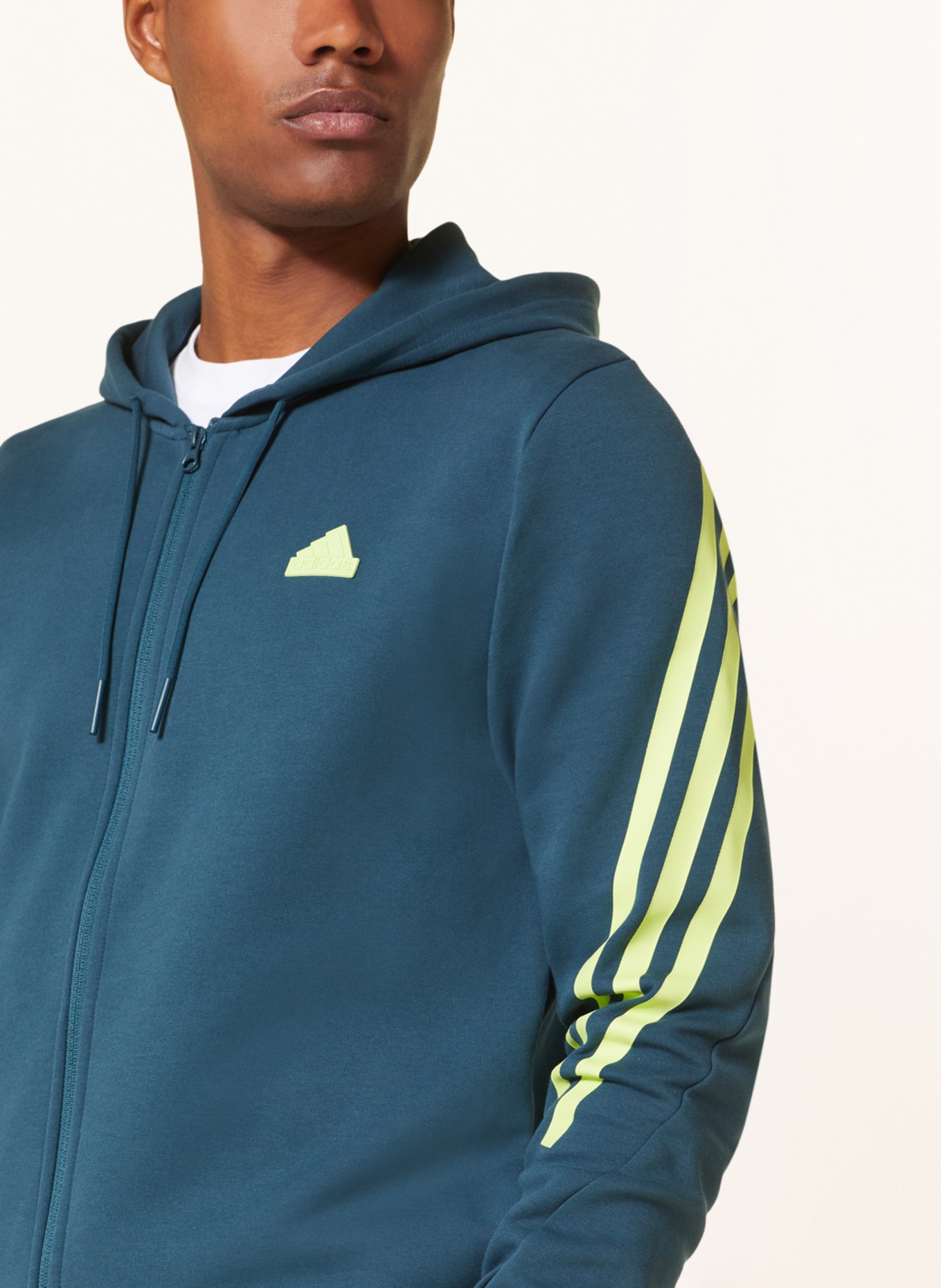 adidas Sweat jacket FUTURE ICONS, Color: TEAL/ NEON YELLOW (Image 5)