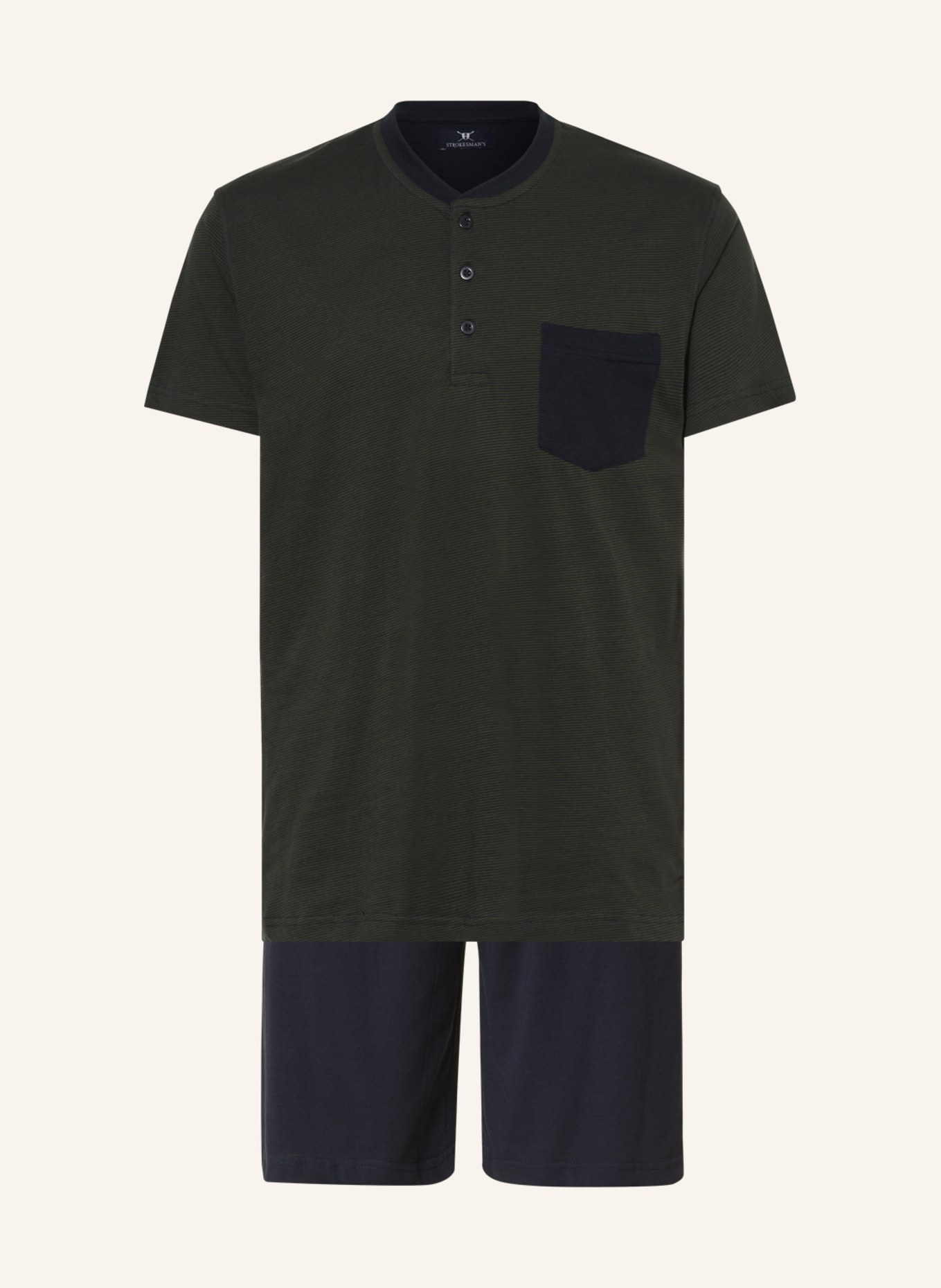 STROKESMAN'S Shorty-Schlafanzug, Farbe: DUNKELGRÜN/ DUNKELBLAU (Bild 1)