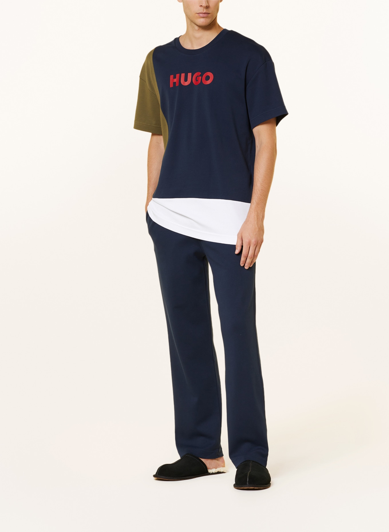 HUGO Lounge pants COLORBLOCK, Color: DARK BLUE (Image 2)