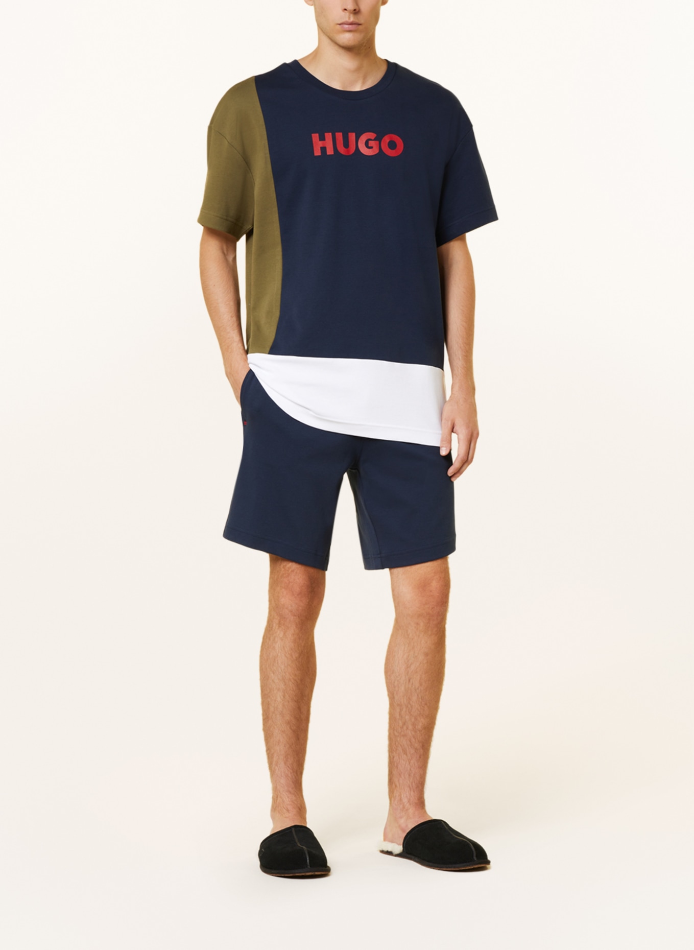 HUGO Lounge-Shorts COLORBLOCK in dunkelblau