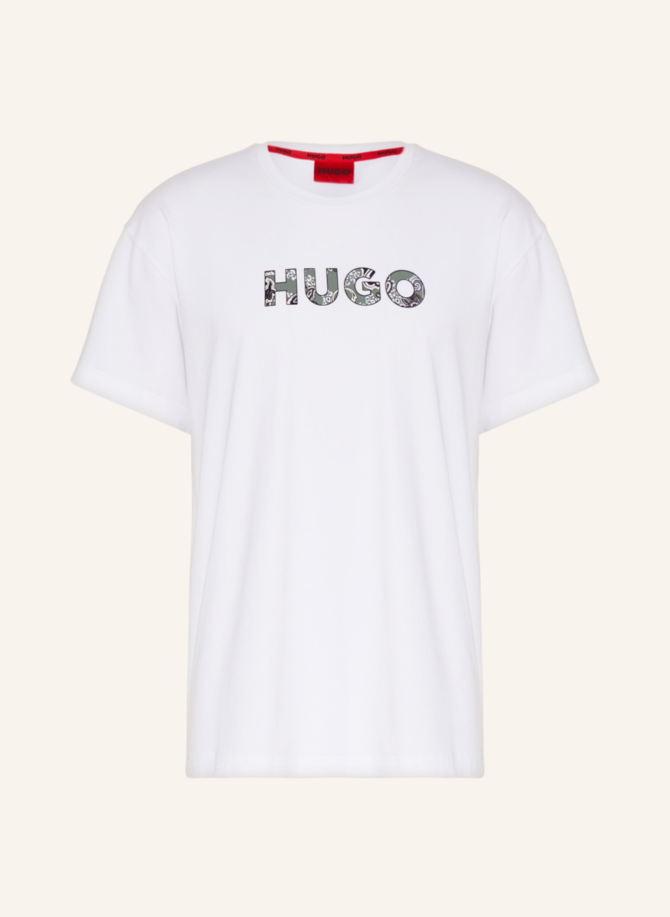 HUGO Pajama shirt, Color: WHITE/ GREEN/ BLACK (Image 1)