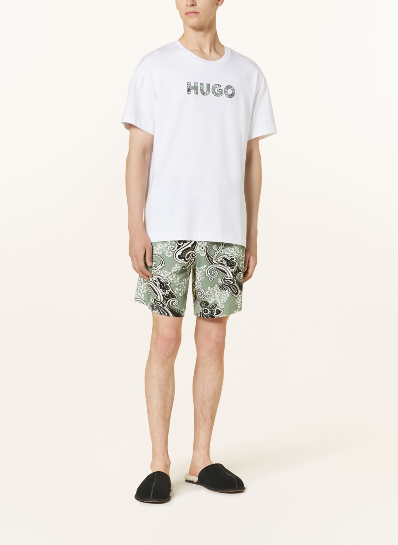 HUGO Pajama shirt, Color: WHITE/ GREEN/ BLACK (Image 2)