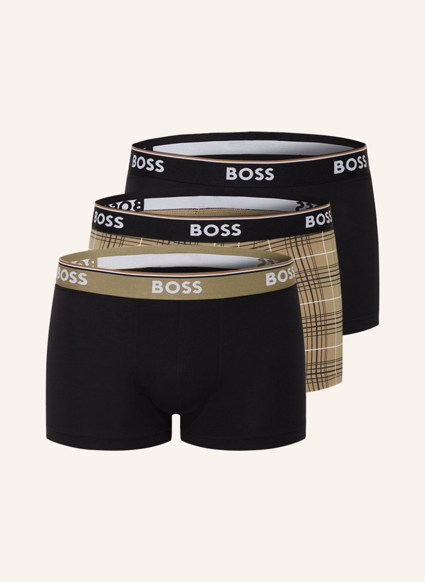 BOSS 3-pack boxer shorts POWER DESIGN, Color: BLACK/ OLIVE(Image null)