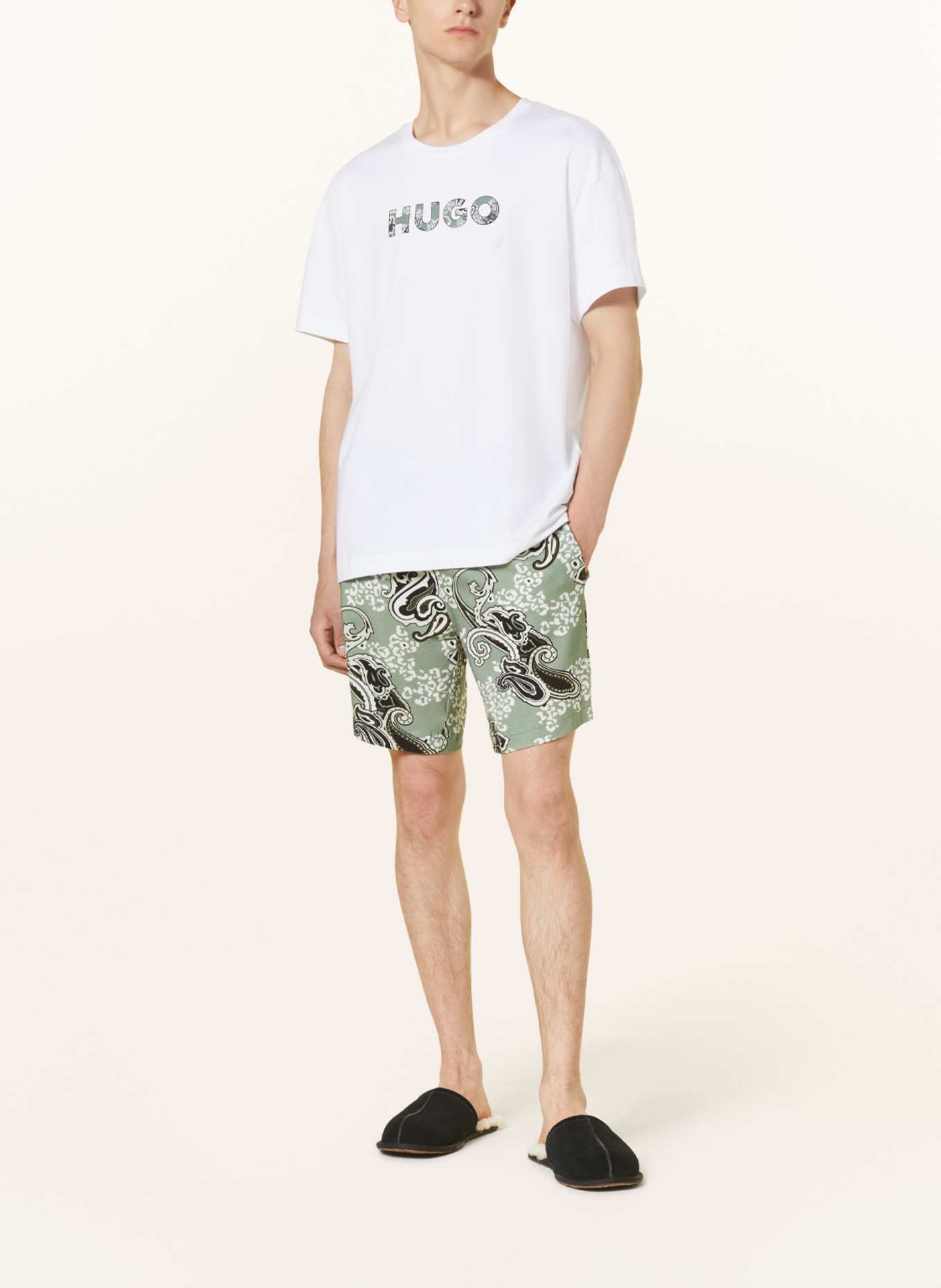 HUGO Pajama shorts, Color: LIGHT GREEN/ BLACK/ WHITE (Image 2)