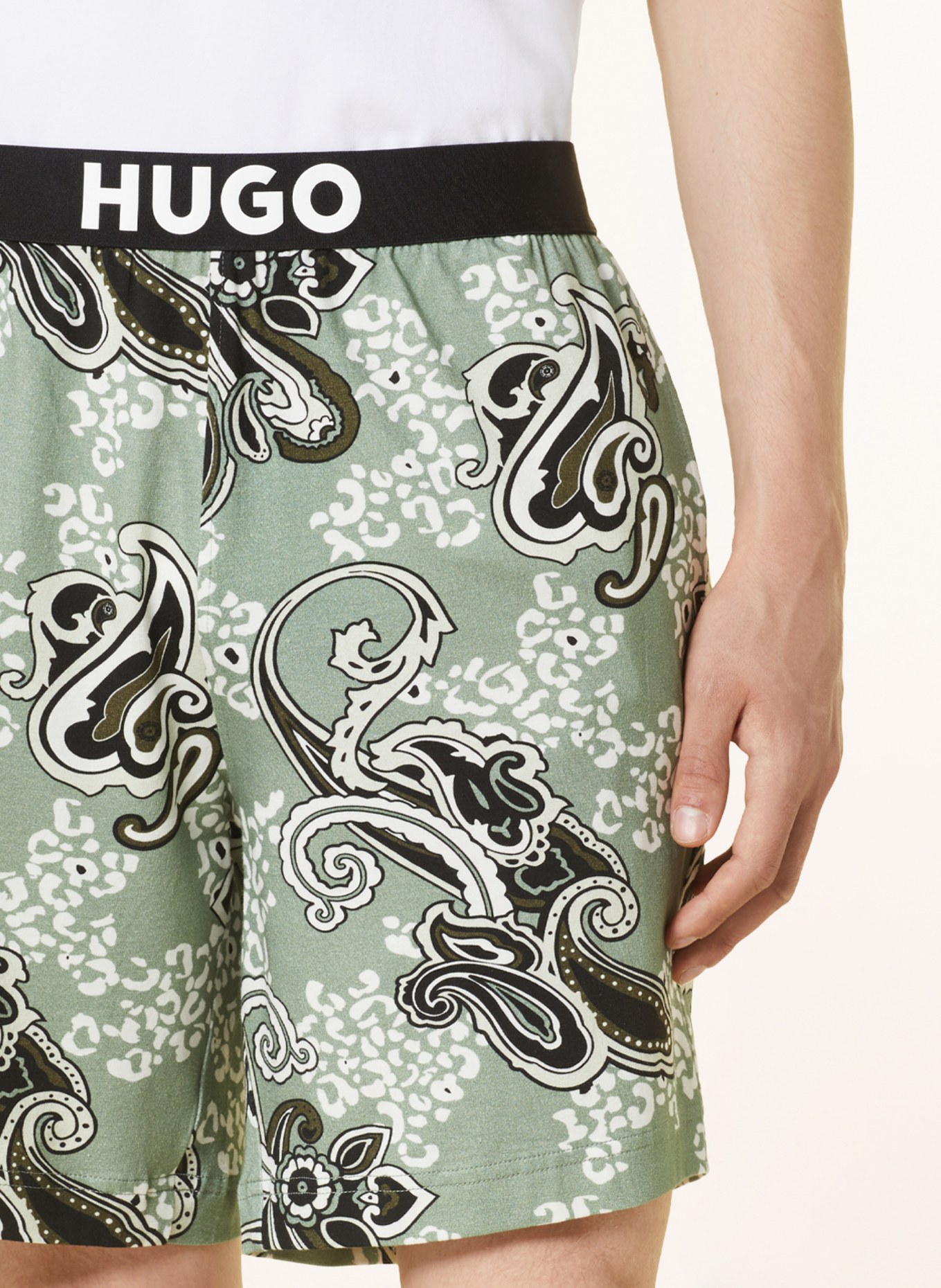 HUGO Pajama shorts, Color: LIGHT GREEN/ BLACK/ WHITE (Image 5)