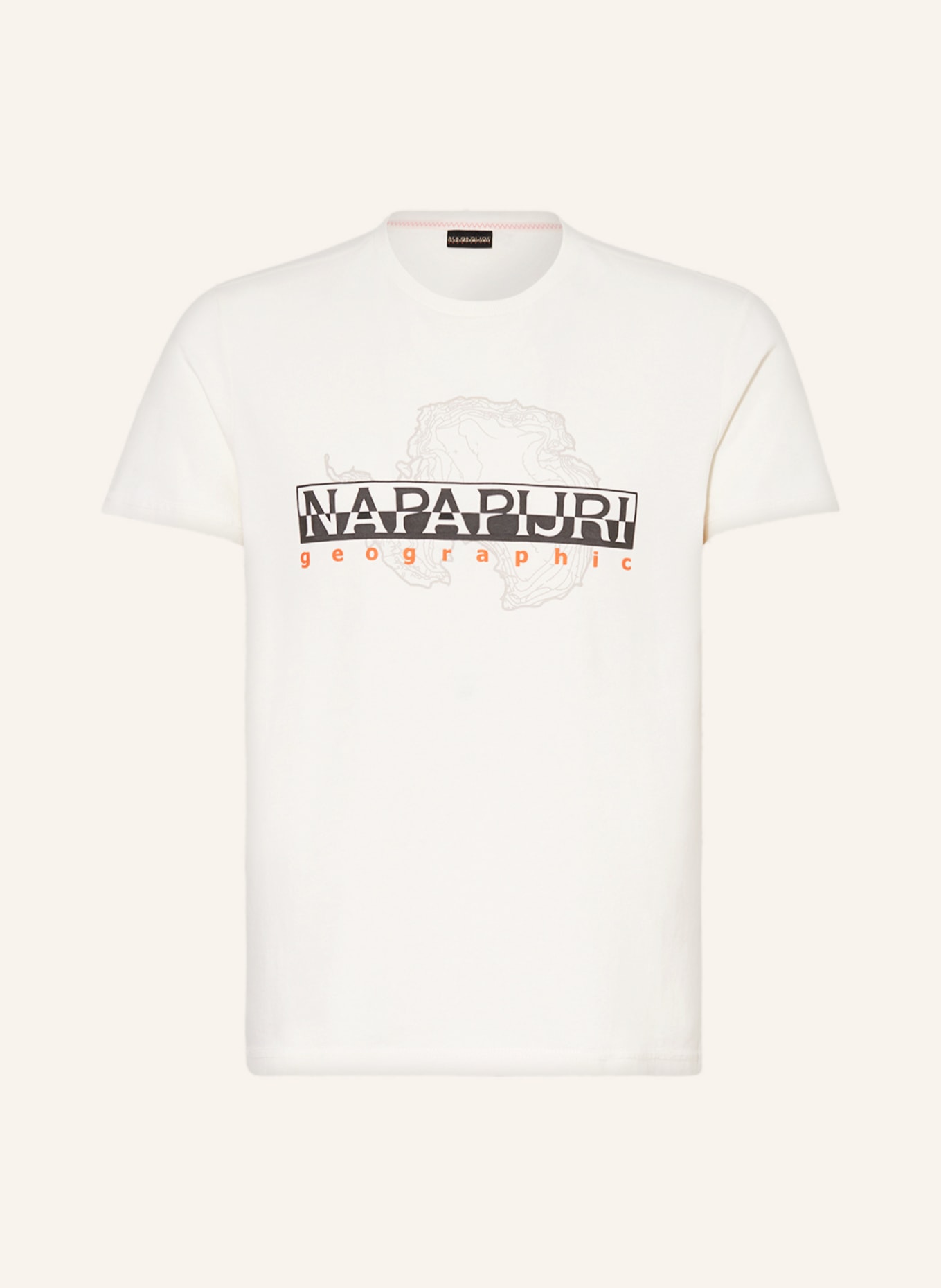NAPAPIJRI T-Shirt S-ICEBERG, Farbe: ECRU/ DUNKELGRAU/ ORANGE (Bild 1)
