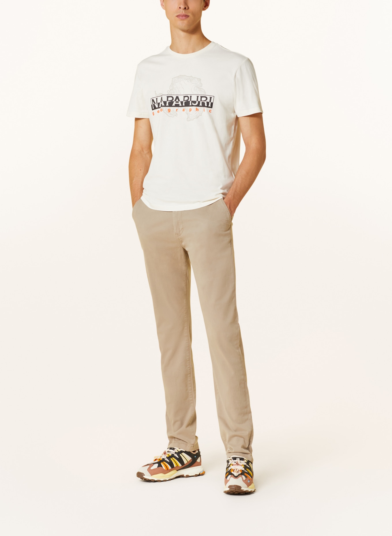 NAPAPIJRI T-Shirt S-ICEBERG, Farbe: ECRU/ DUNKELGRAU/ ORANGE (Bild 2)