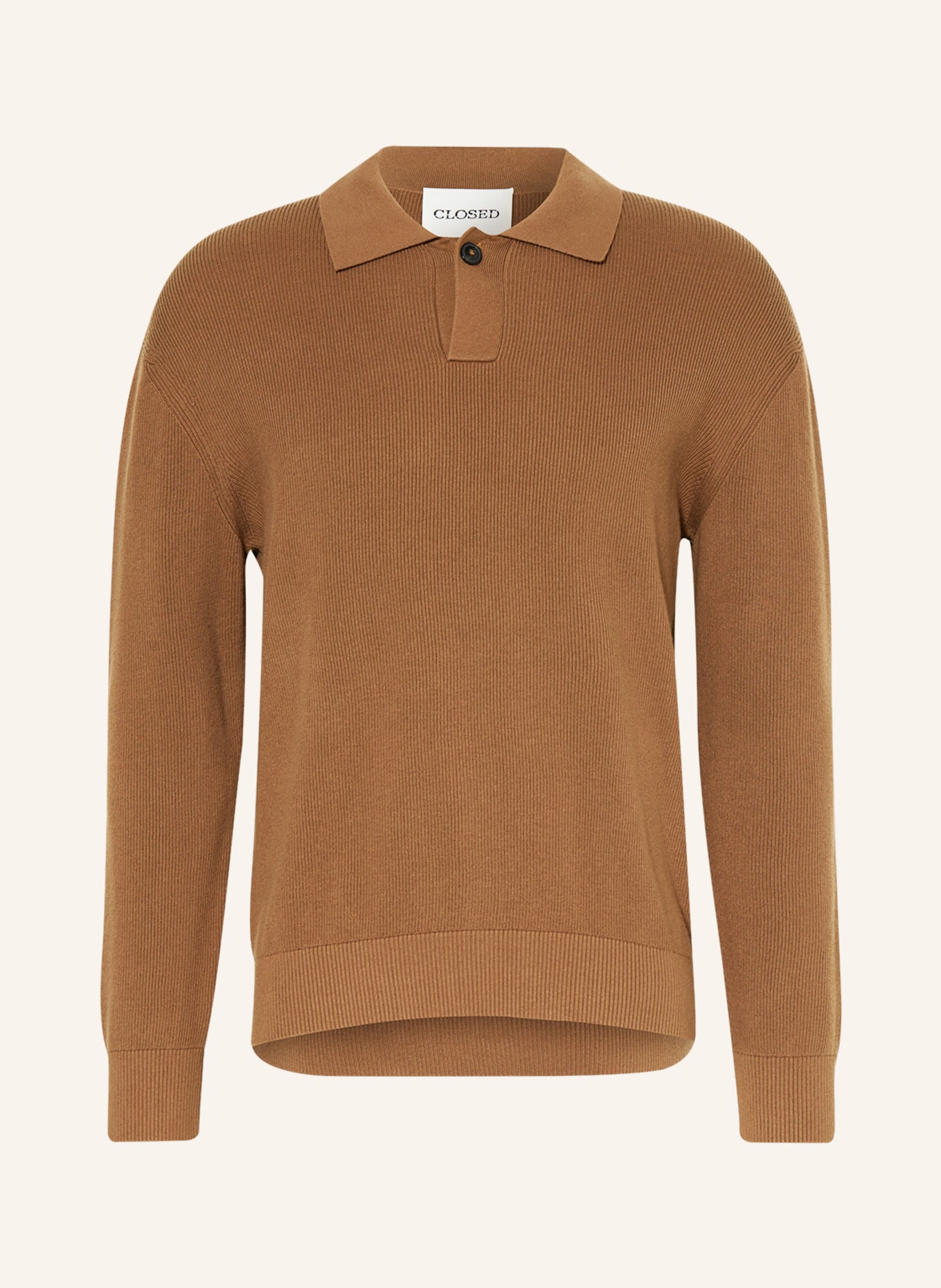 CLOSED Knitted polo shirt, Color: CAMEL (Image 1)