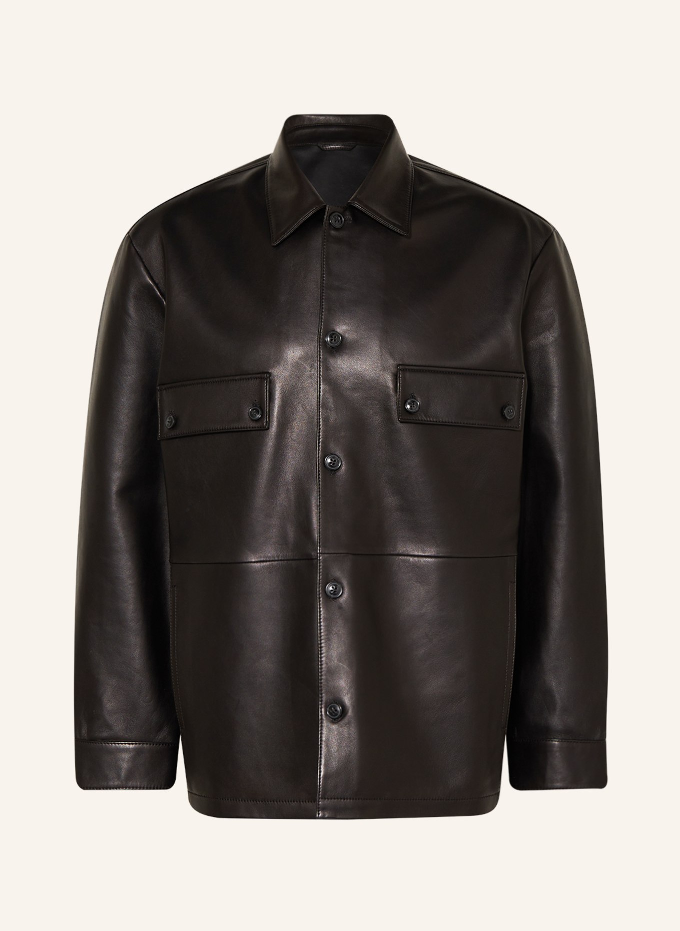 CLOSED Leather overshirt, Color: BLACK (Image 1)