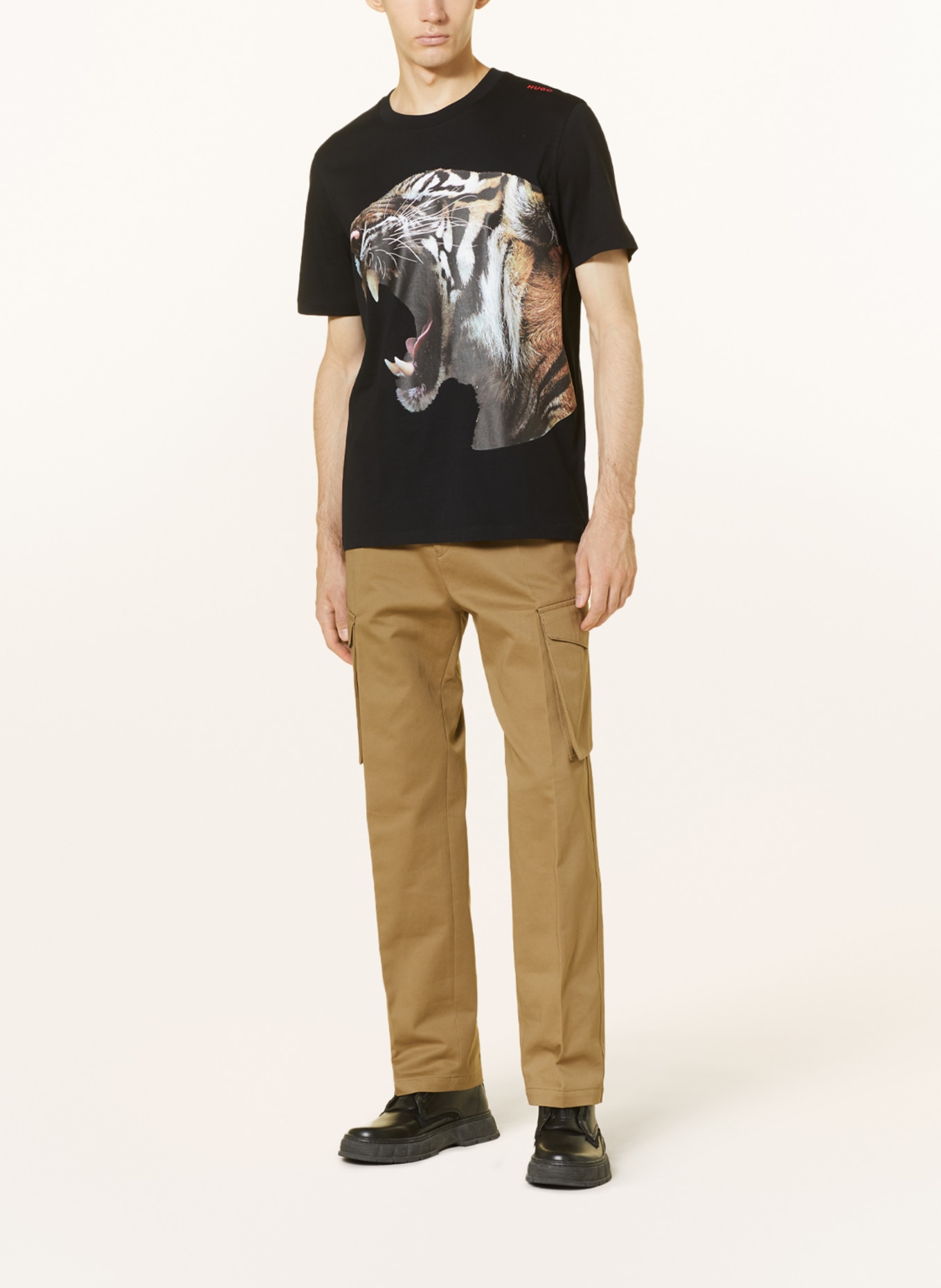 HUGO T-shirt DIGRE, Color: BLACK/ LIGHT BROWN/ WHITE (Image 2)